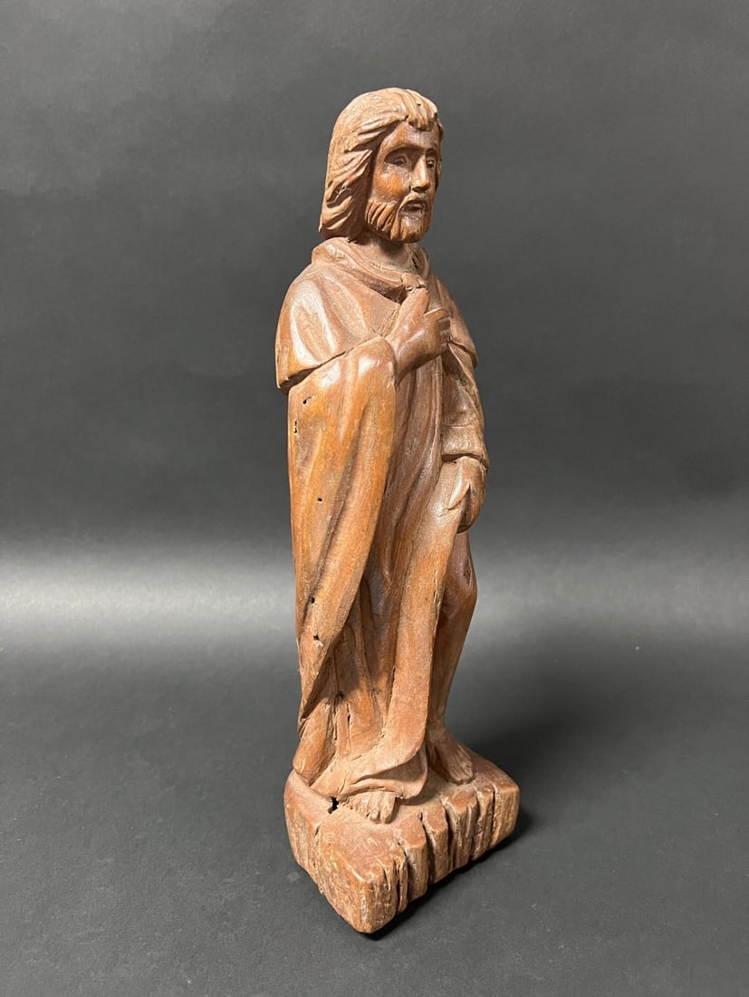 Carved Wood Male Saint - 6