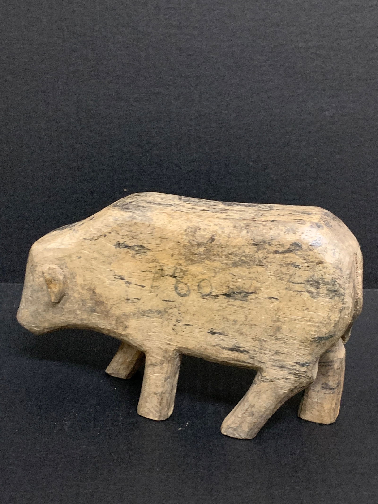 Carved Wood Pig Sculpture - 4