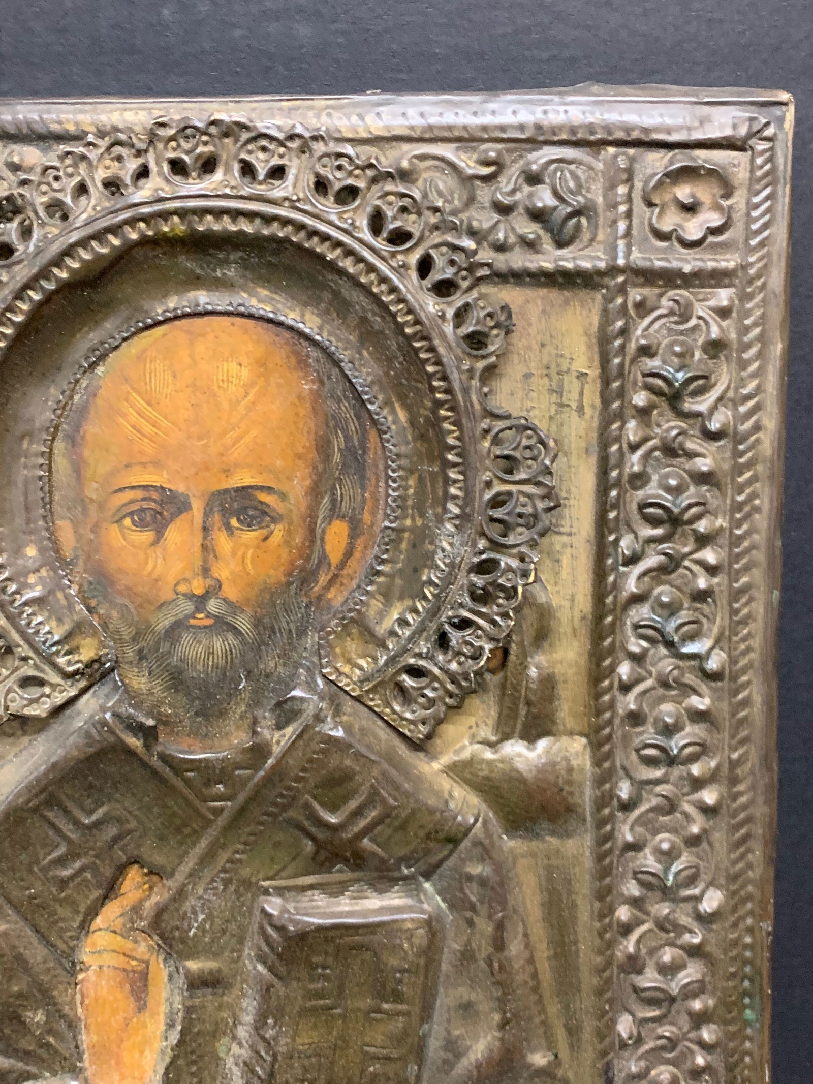 Russian Icon with Metal Rissa - 9