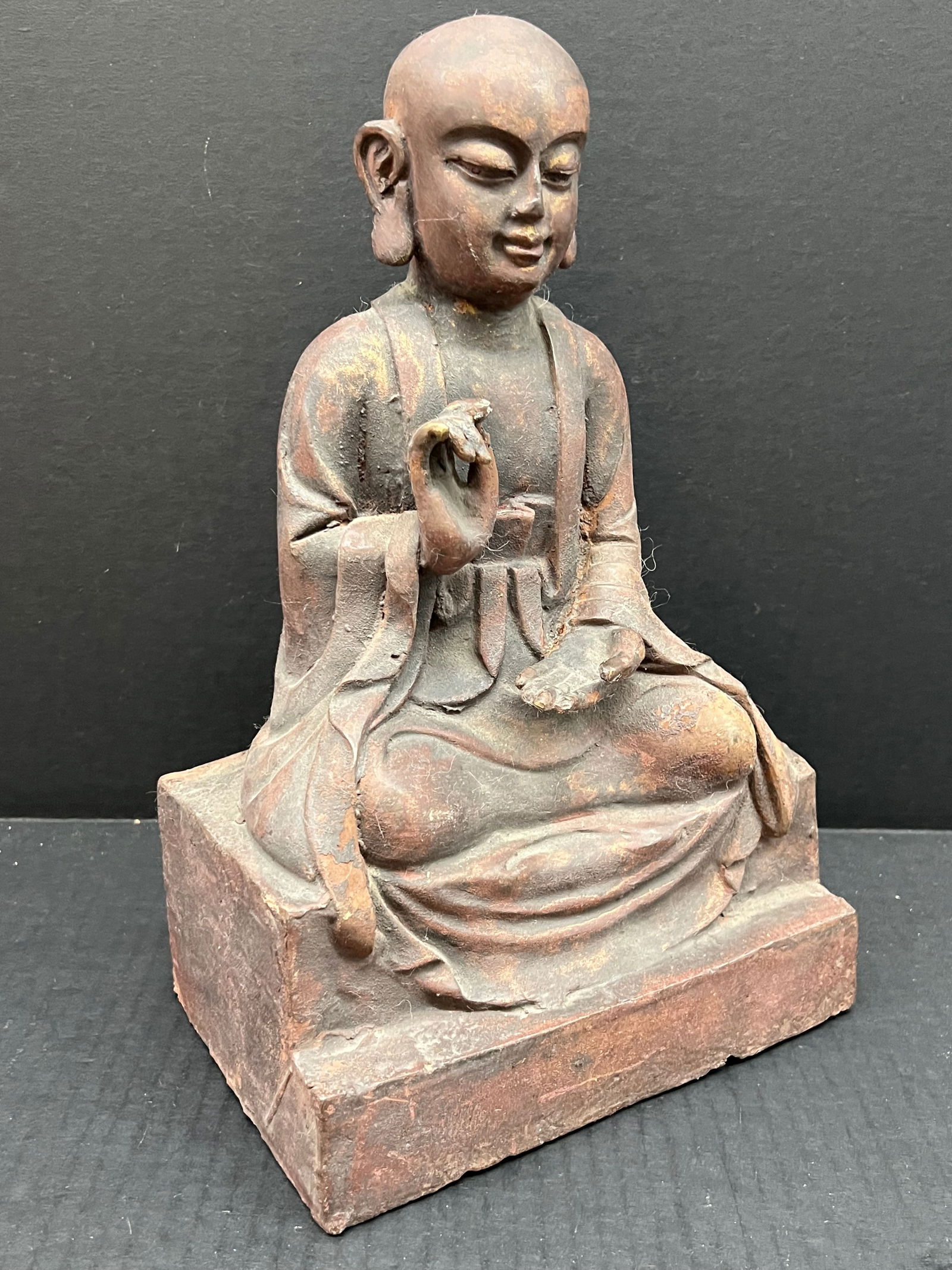 Vintage Chinese Art Cast Iron Buddha - 5