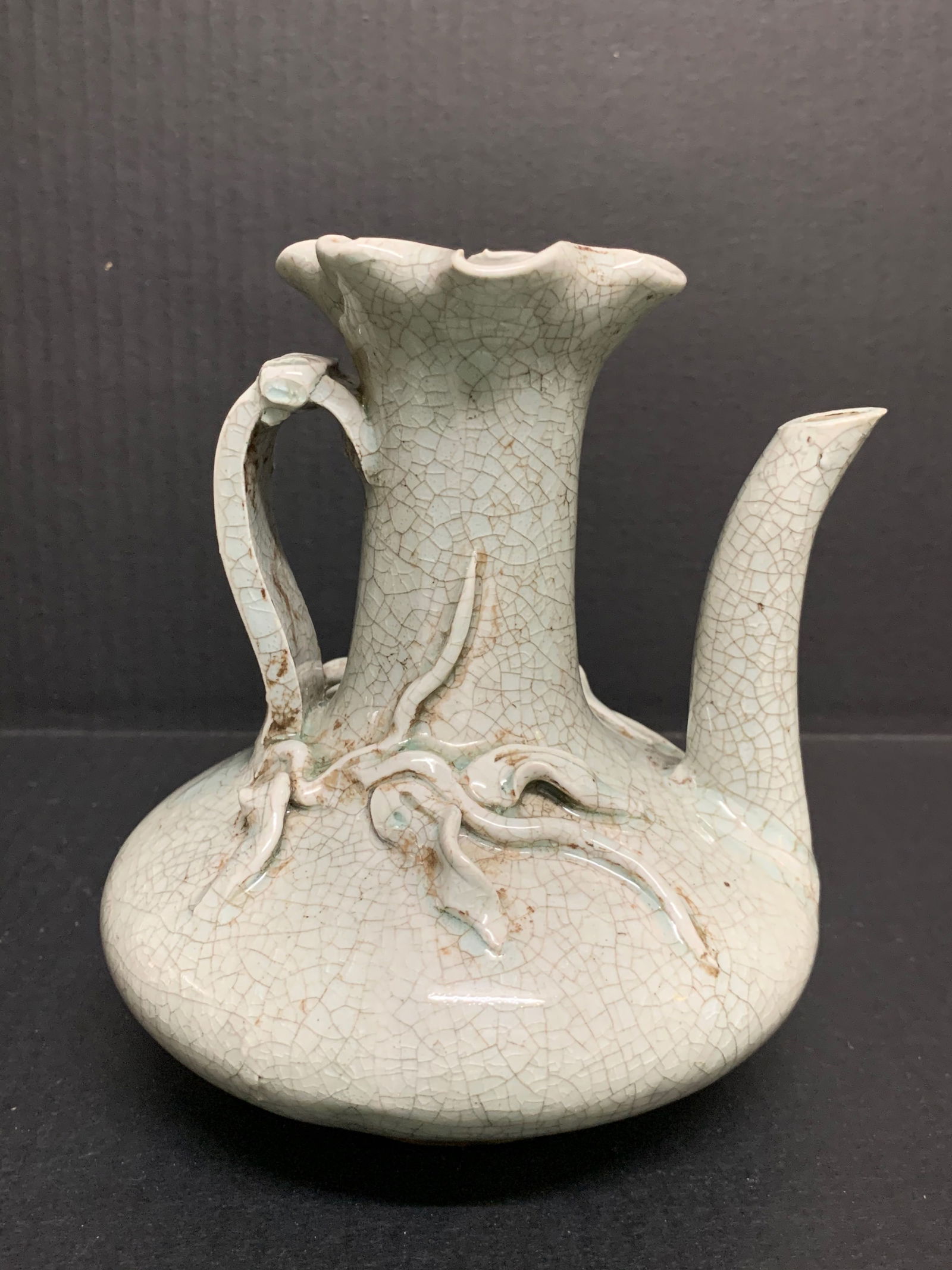 Chinese White Porcelain Crackled Tea Pot (1 of 6)