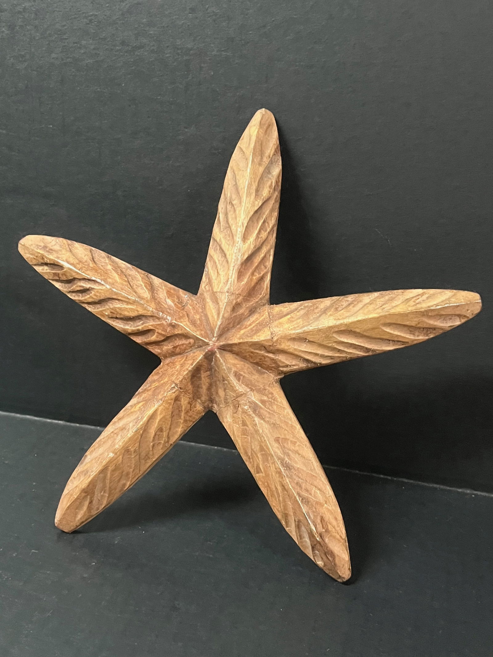 Carved Wood Star Fish Sculpture - 2