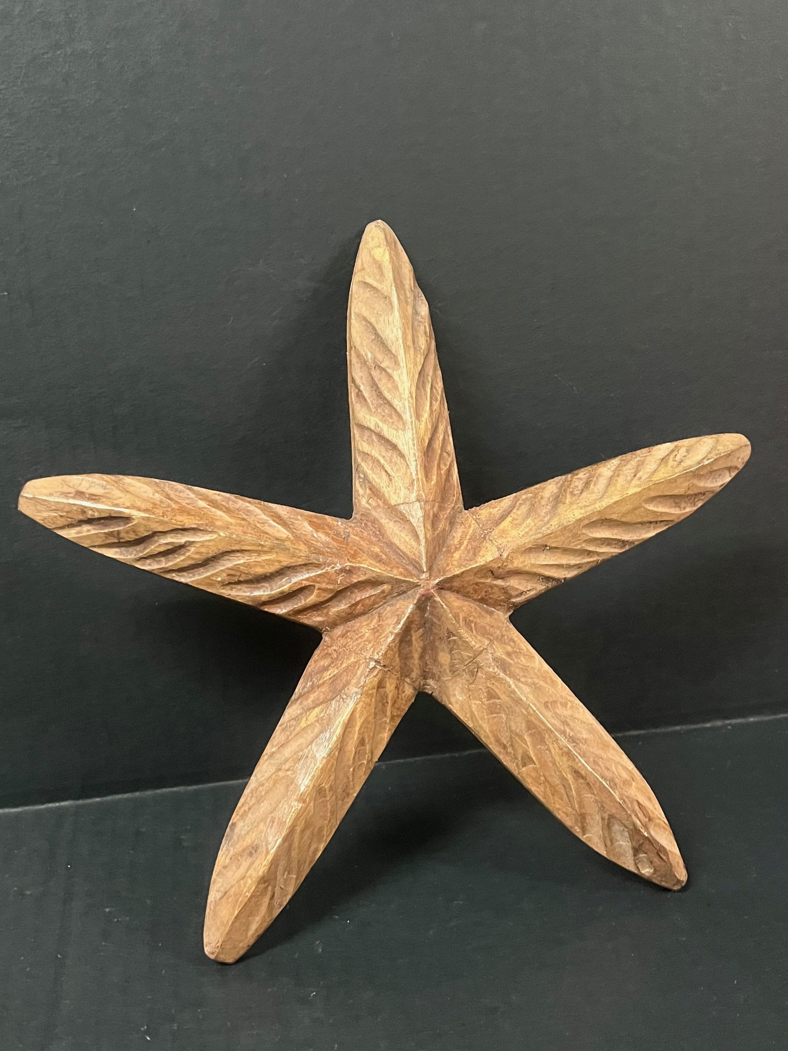 Carved Wood Star Fish Sculpture - 3