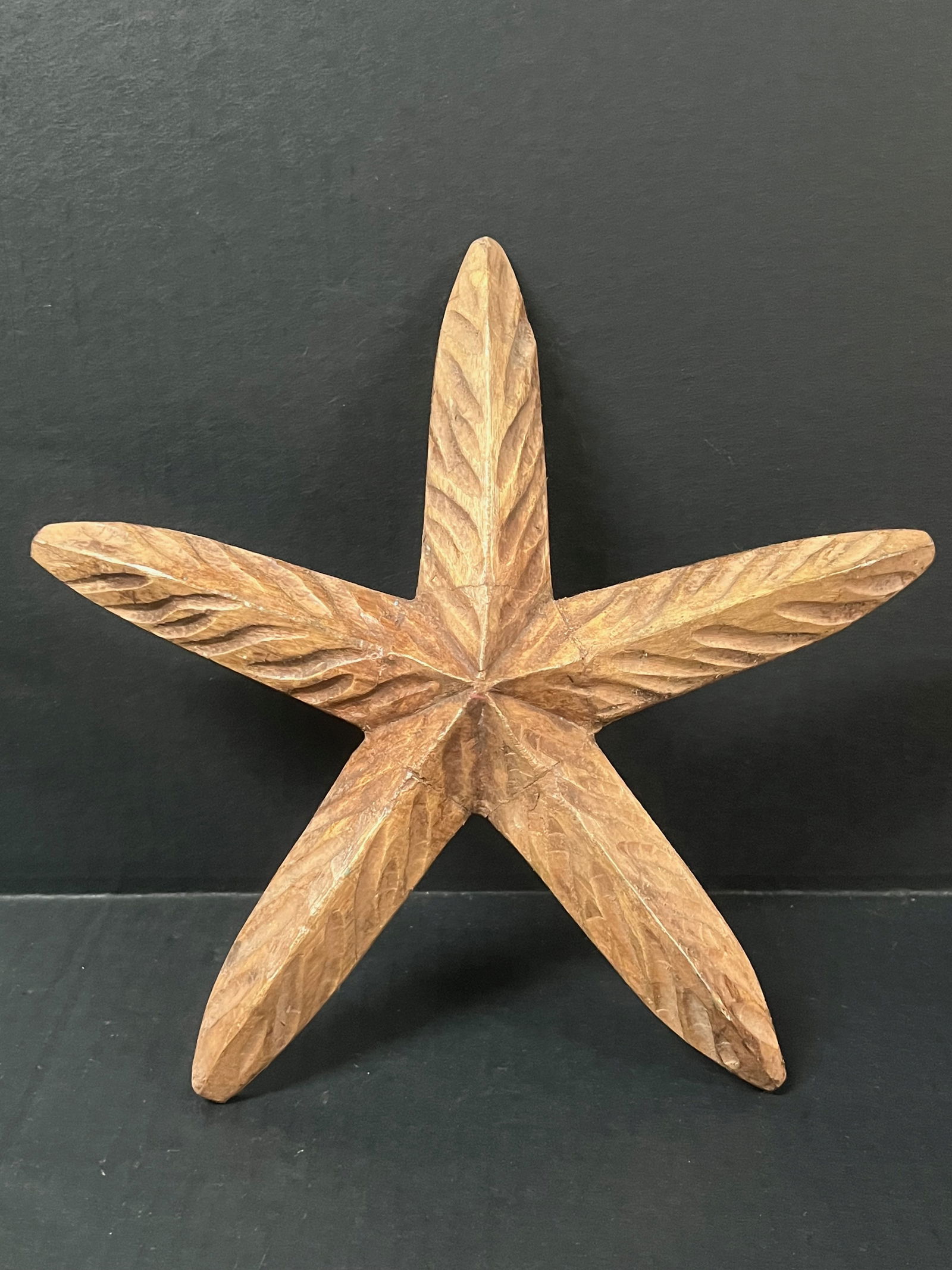 Carved Wood Star Fish Sculpture - 4