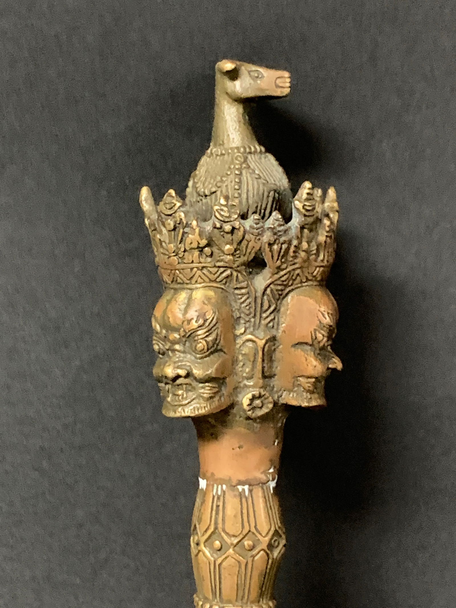 Tibetan Art Bronze Phurba Ritual Dagger - 3