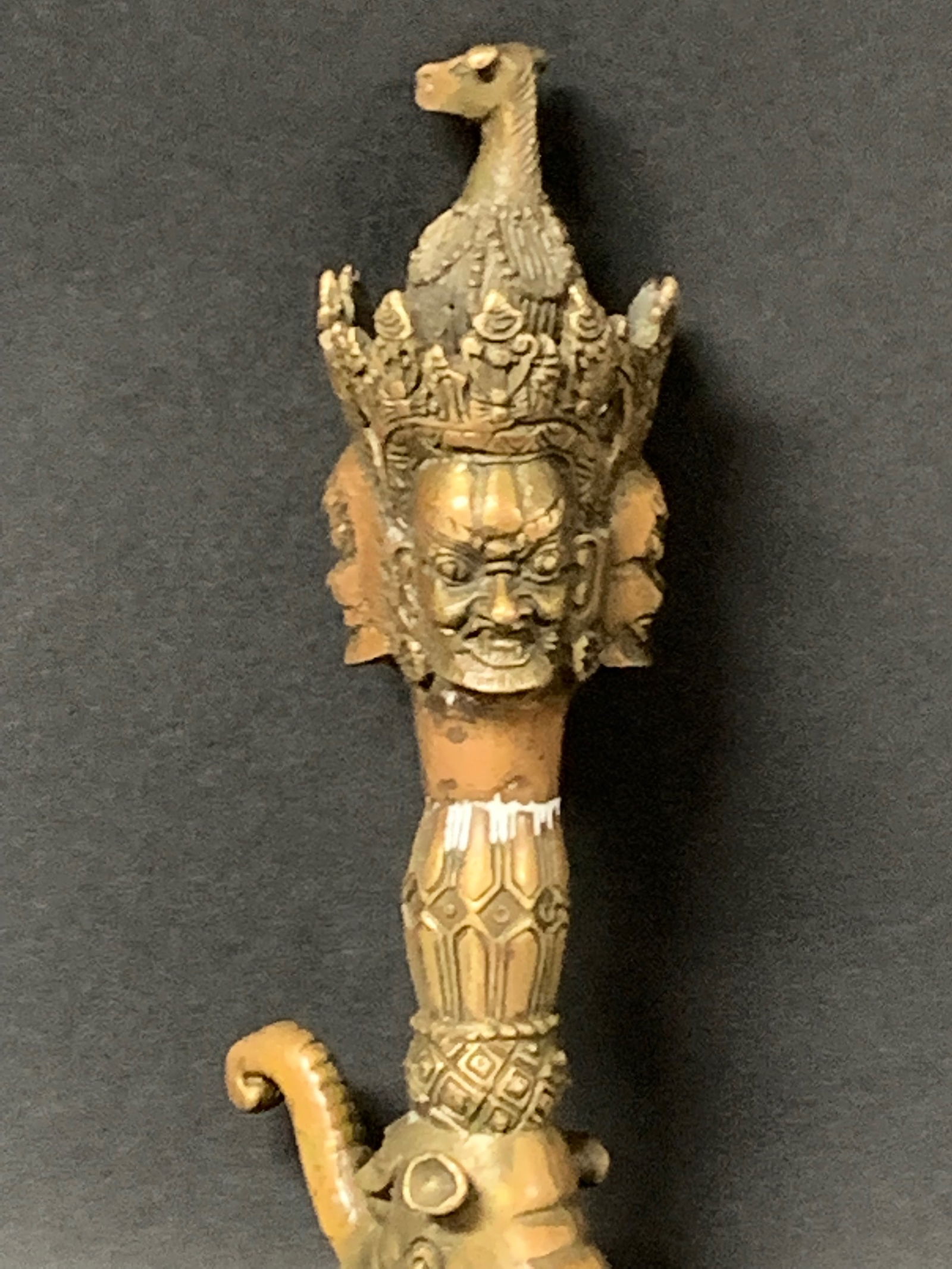 Tibetan Art Bronze Phurba Ritual Dagger - 5