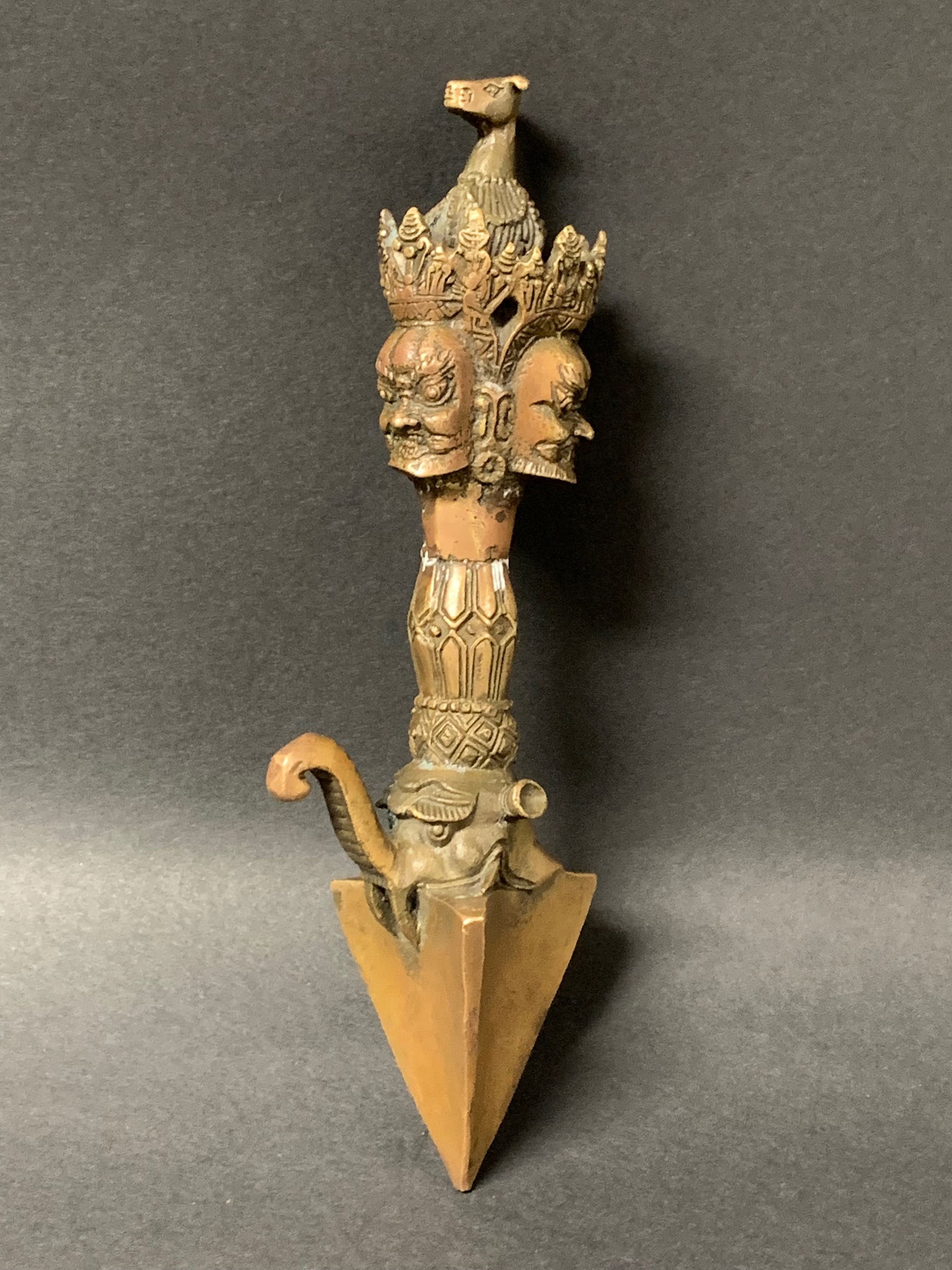 Tibetan Art Bronze Phurba Ritual Dagger - 7