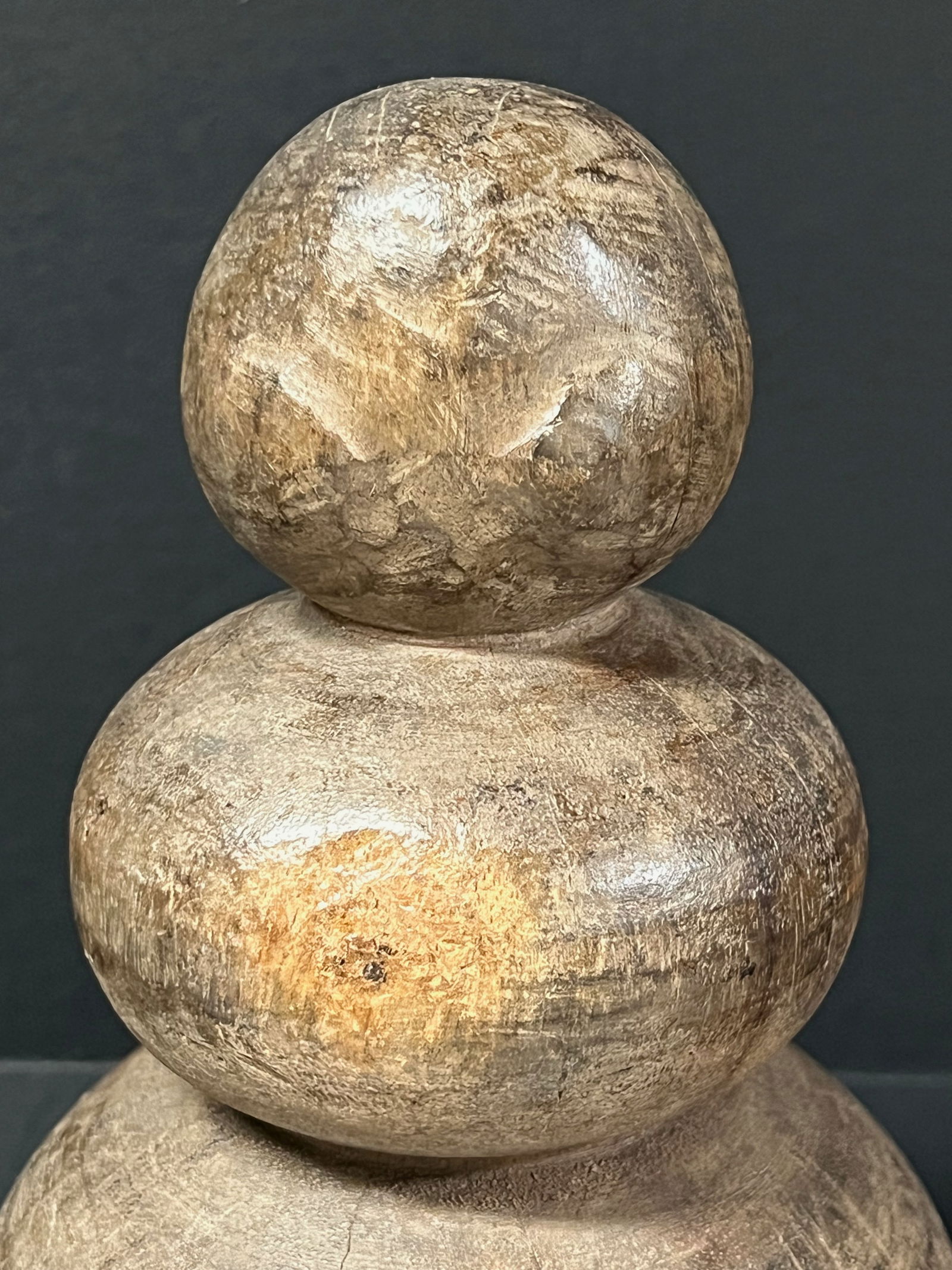Carved Wood Snowman Sculpture - 3