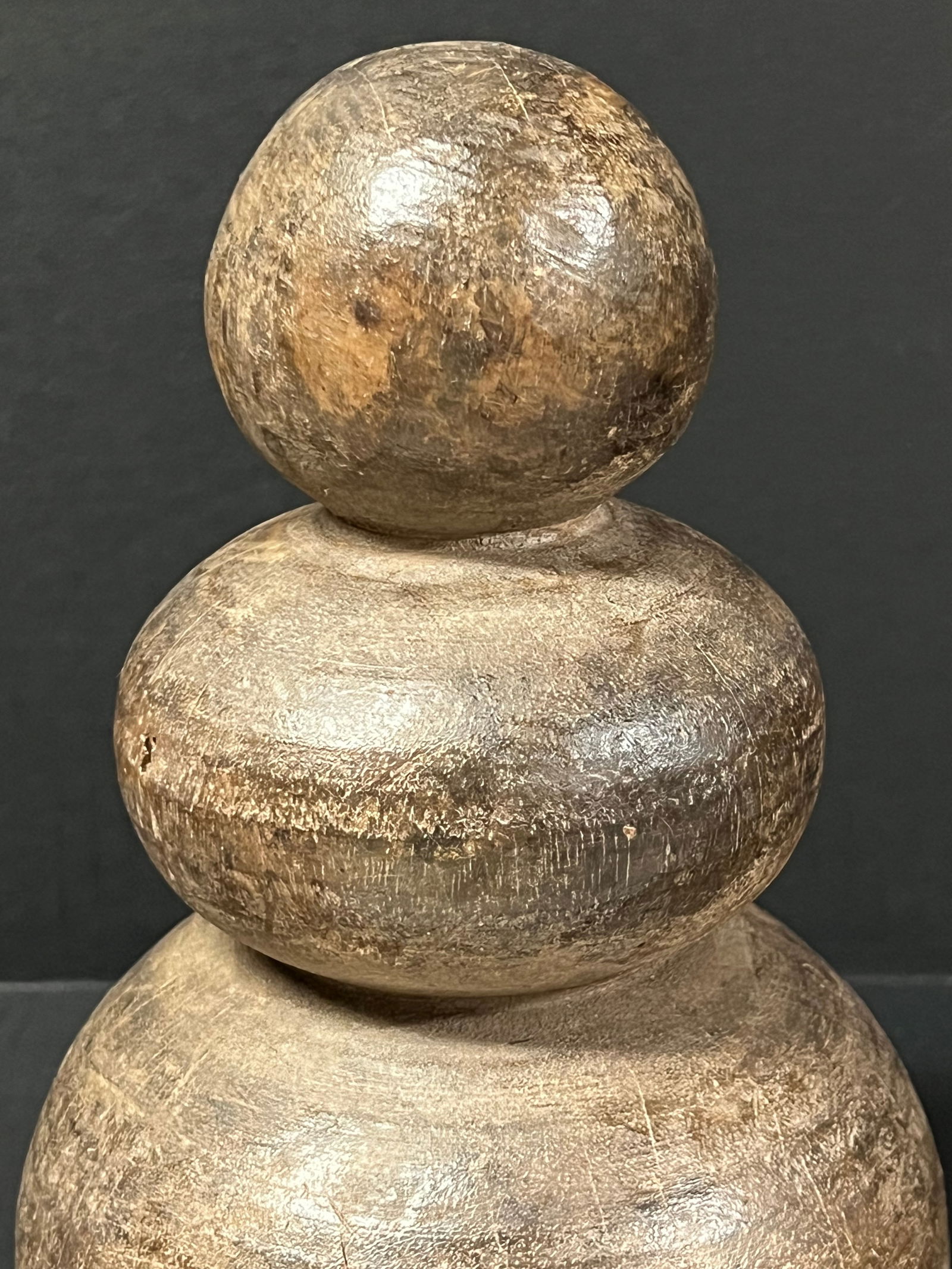 Carved Wood Snowman Sculpture - 4