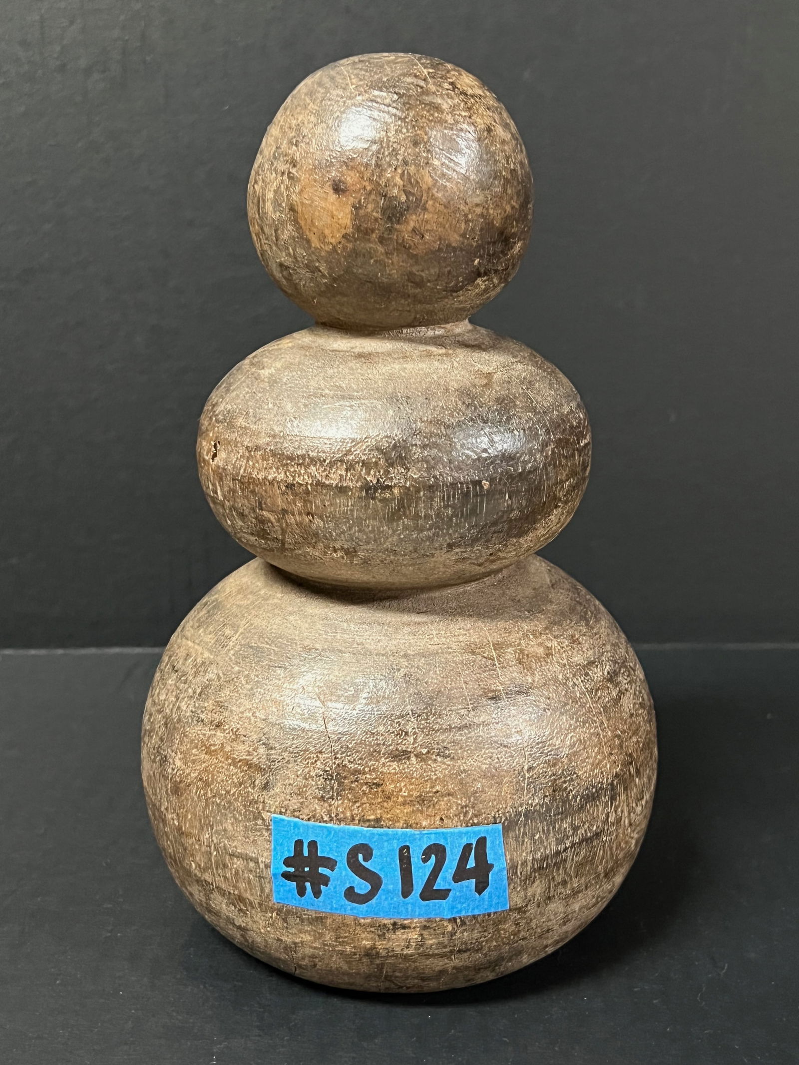 Carved Wood Snowman Sculpture - 5