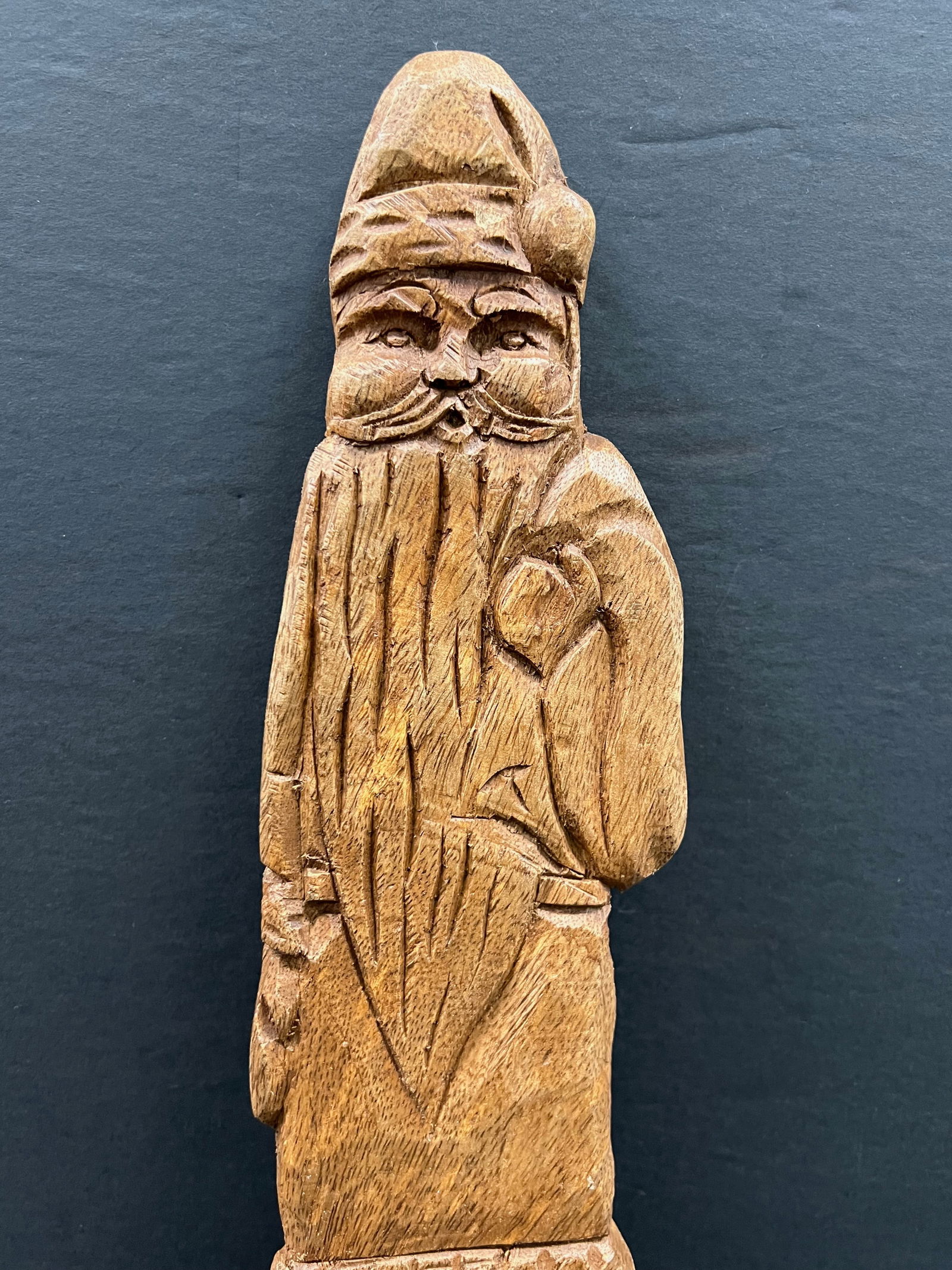 Carved Wood Santa Claus Wall Plaque Sculpture - 2