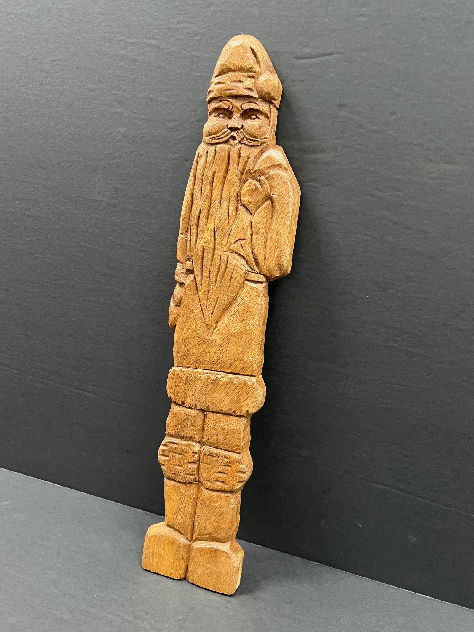 Carved Wood Santa Claus Wall Plaque Sculpture - 4