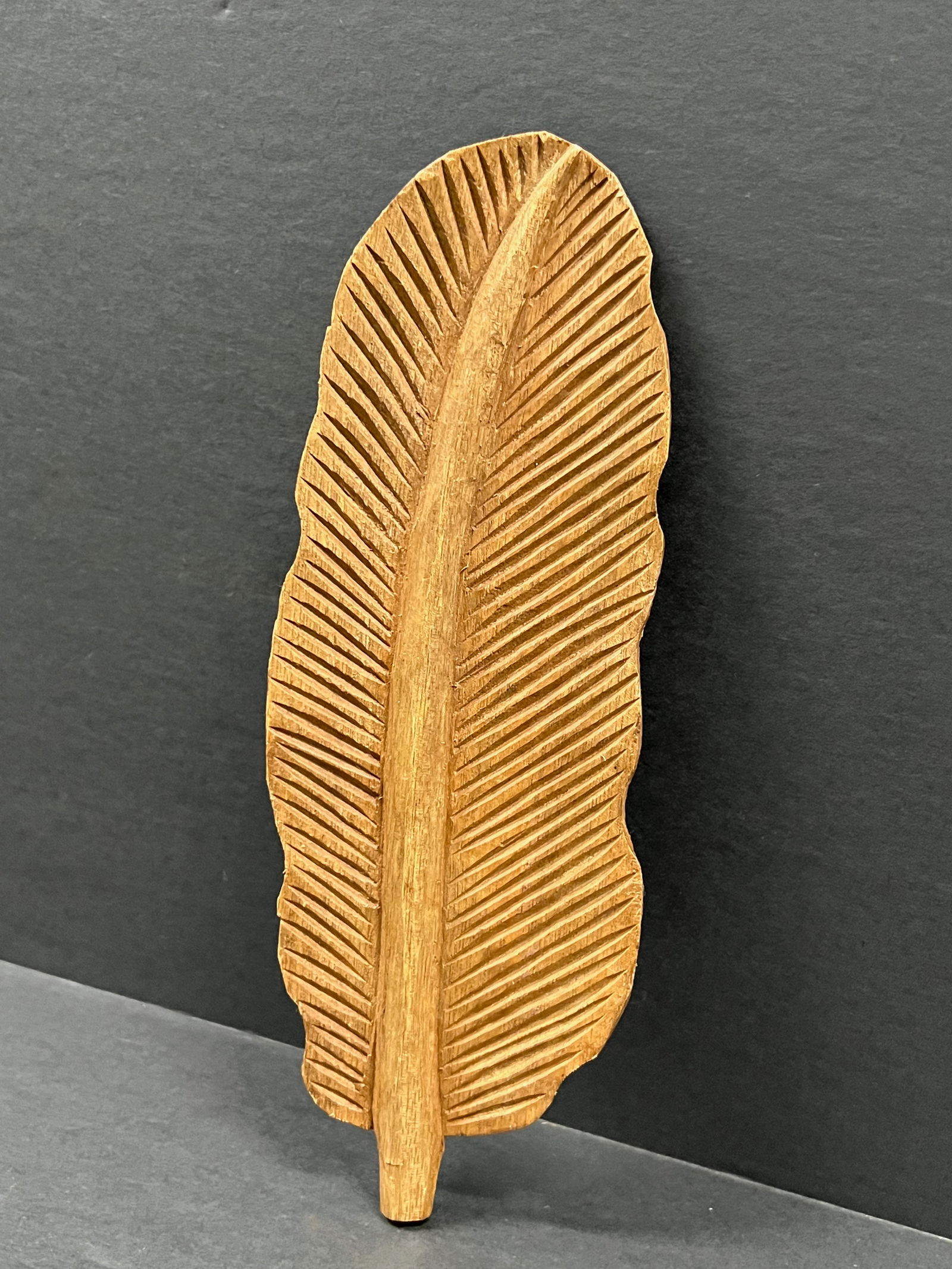 Carved Wood Leaf Sculpture - 2