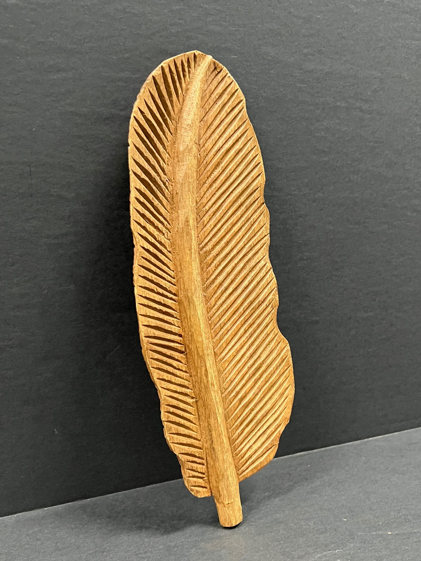 Carved Wood Leaf Sculpture - 3