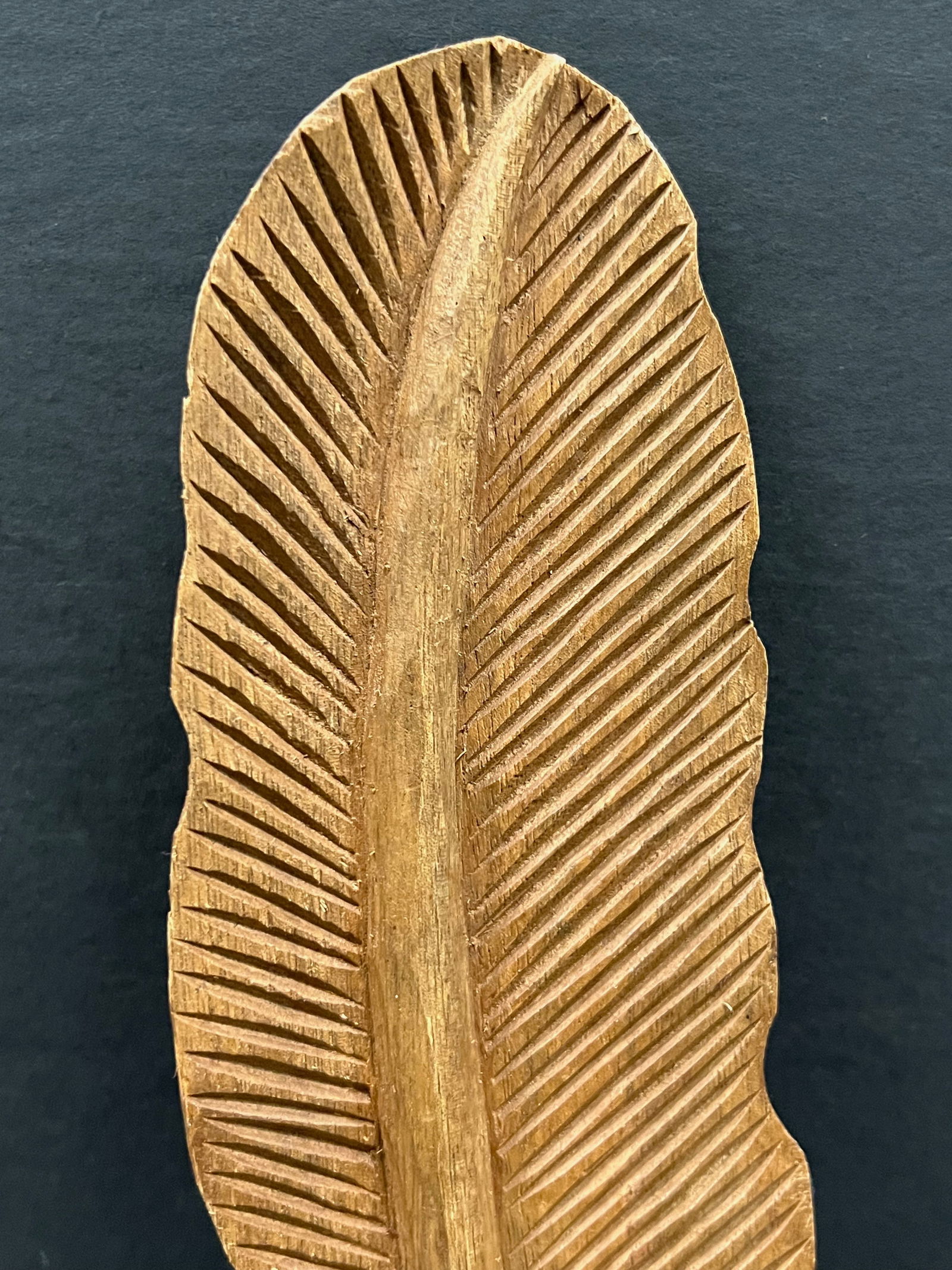Carved Wood Leaf Sculpture - 4