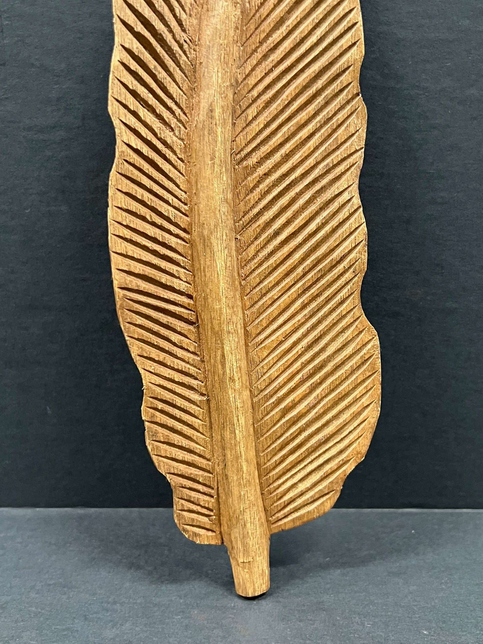 Carved Wood Leaf Sculpture - 5