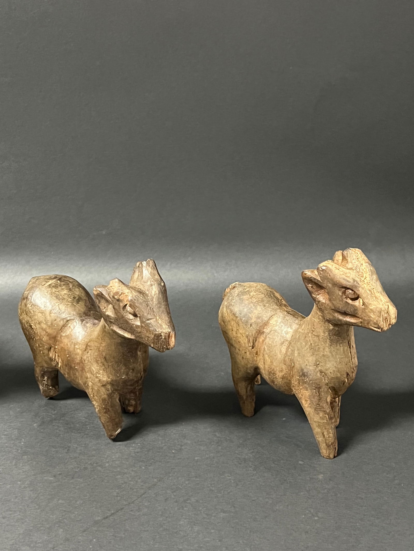 Carved Wood Deer Set of 5 - 2