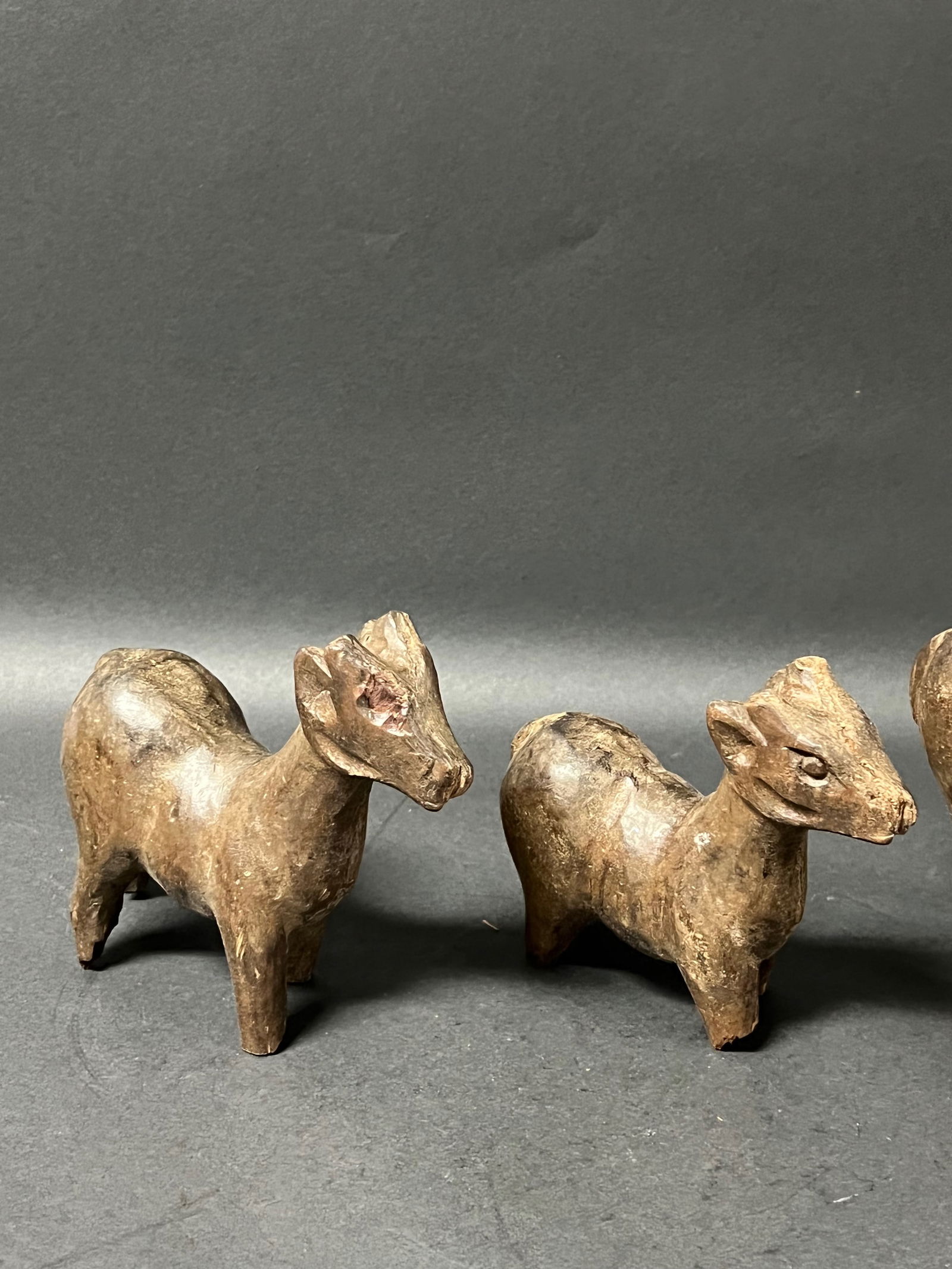 Carved Wood Deer Set of 5 - 3