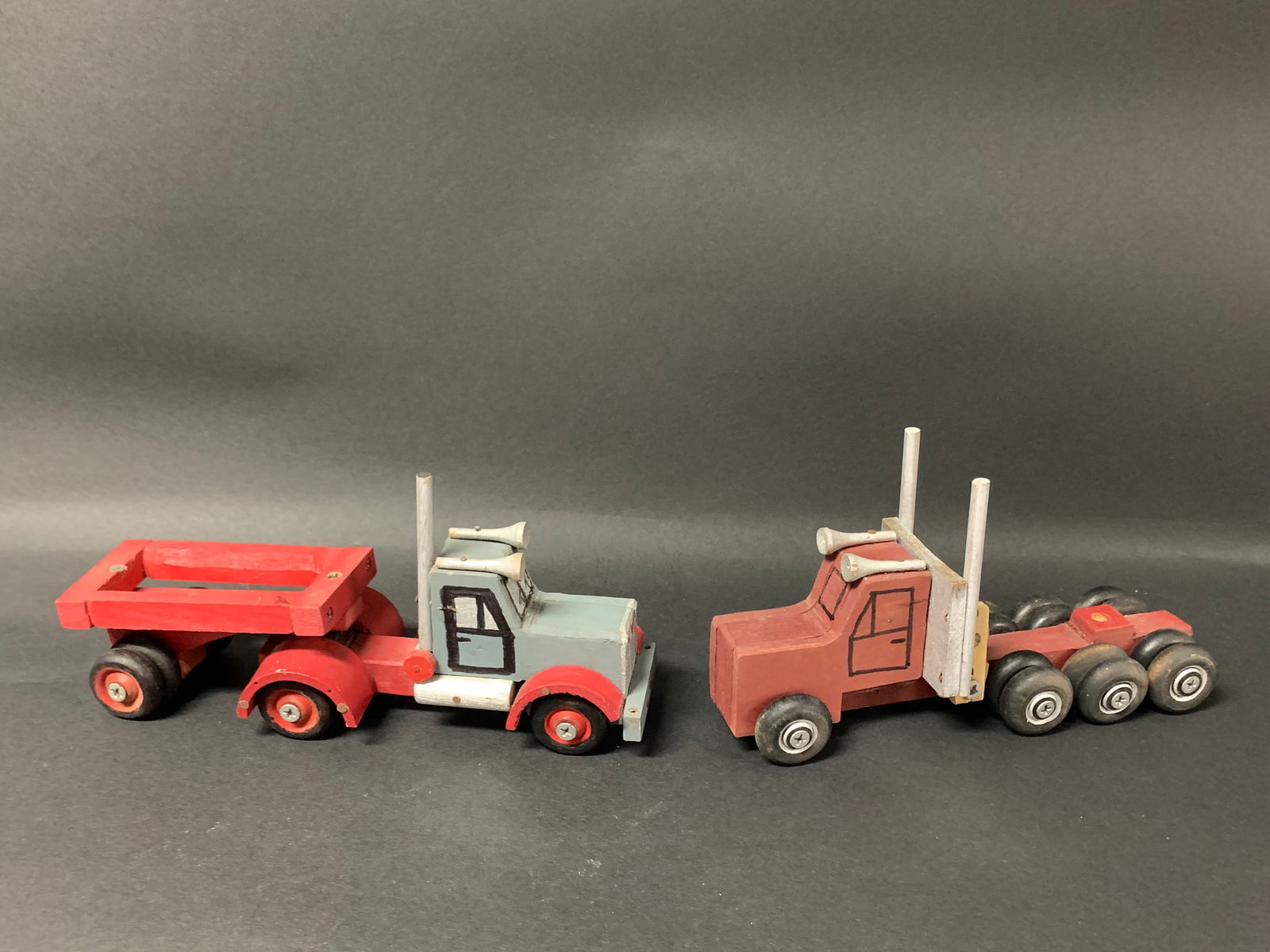 Carved Wood Painted Trucks Sculpture (1 of 6)