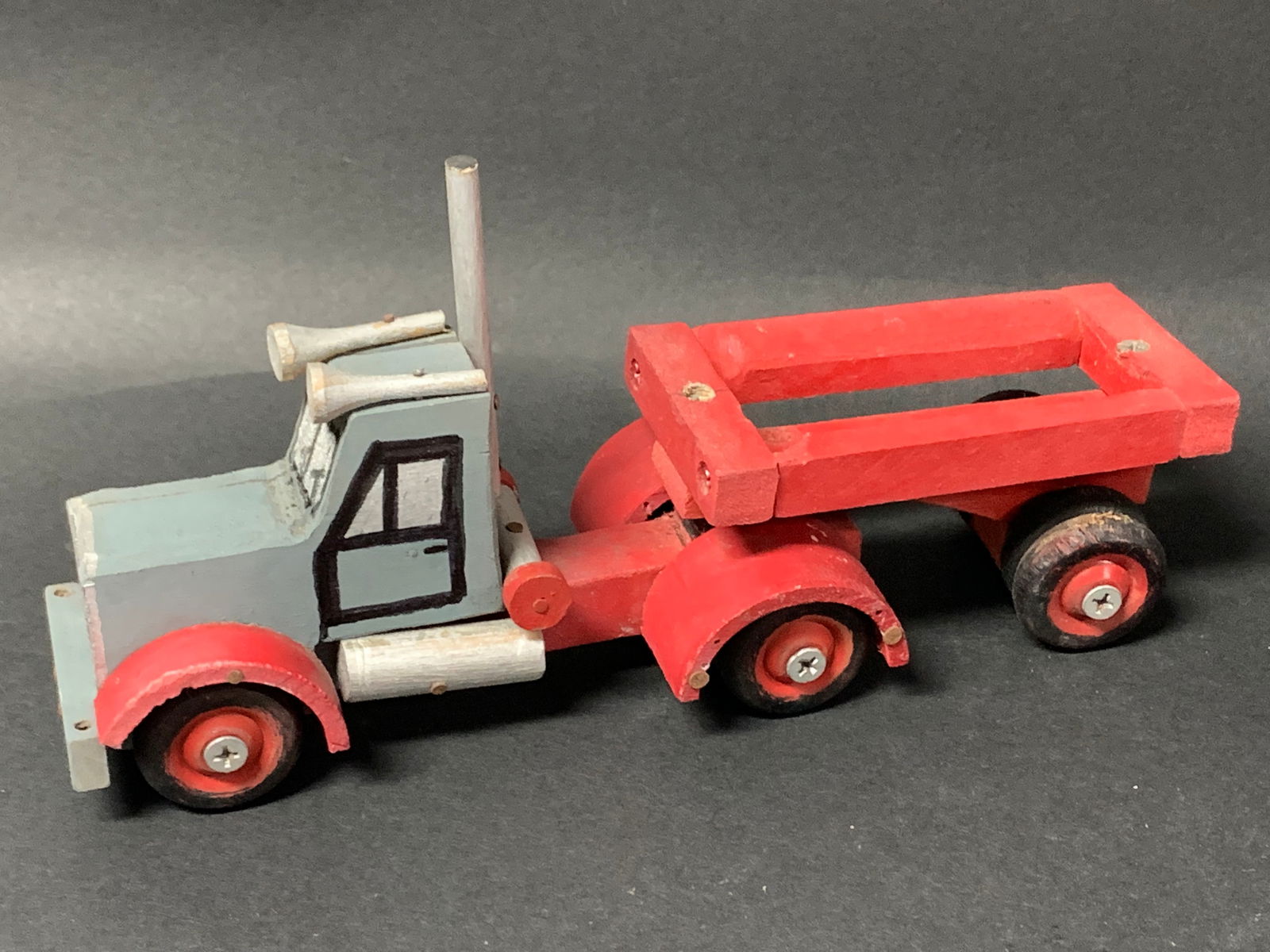 Carved Wood Painted Trucks Sculpture - 4