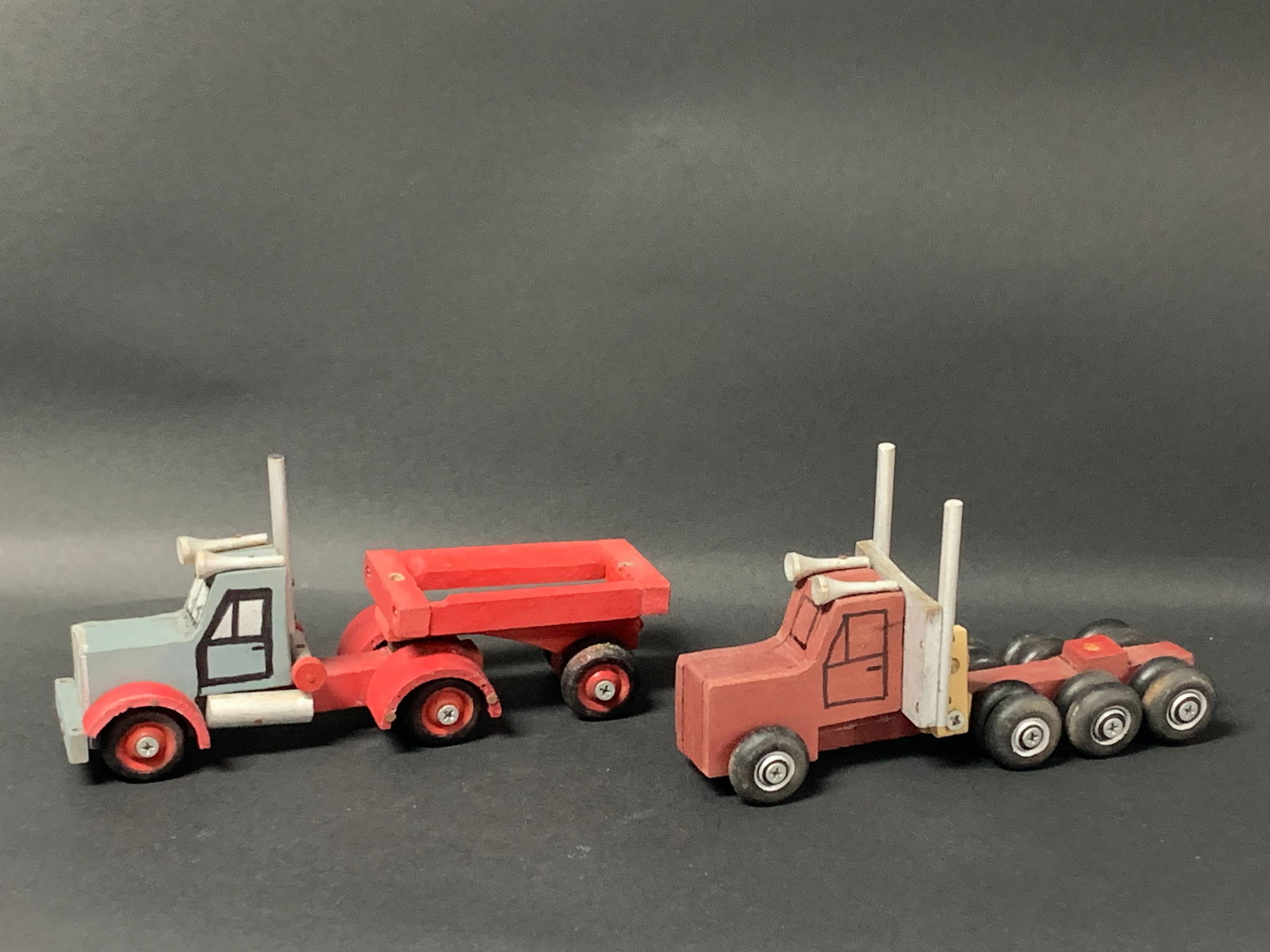 Carved Wood Painted Trucks Sculpture - 6