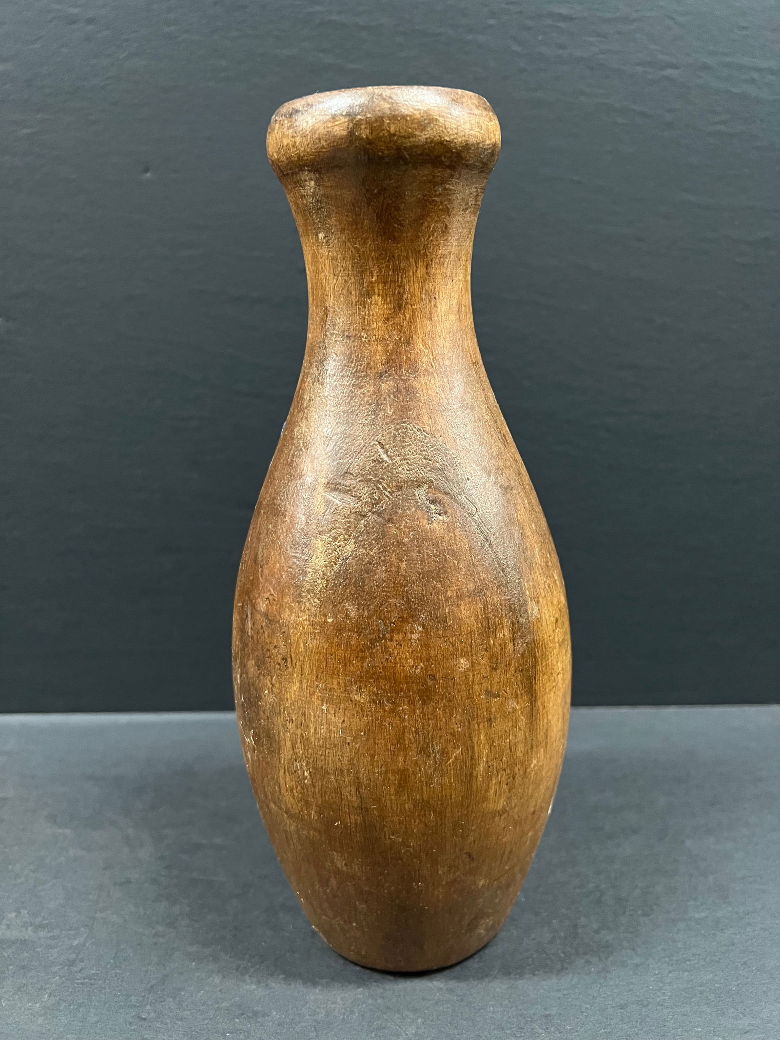 Carved Wood Flower Vase Sculpture - 3