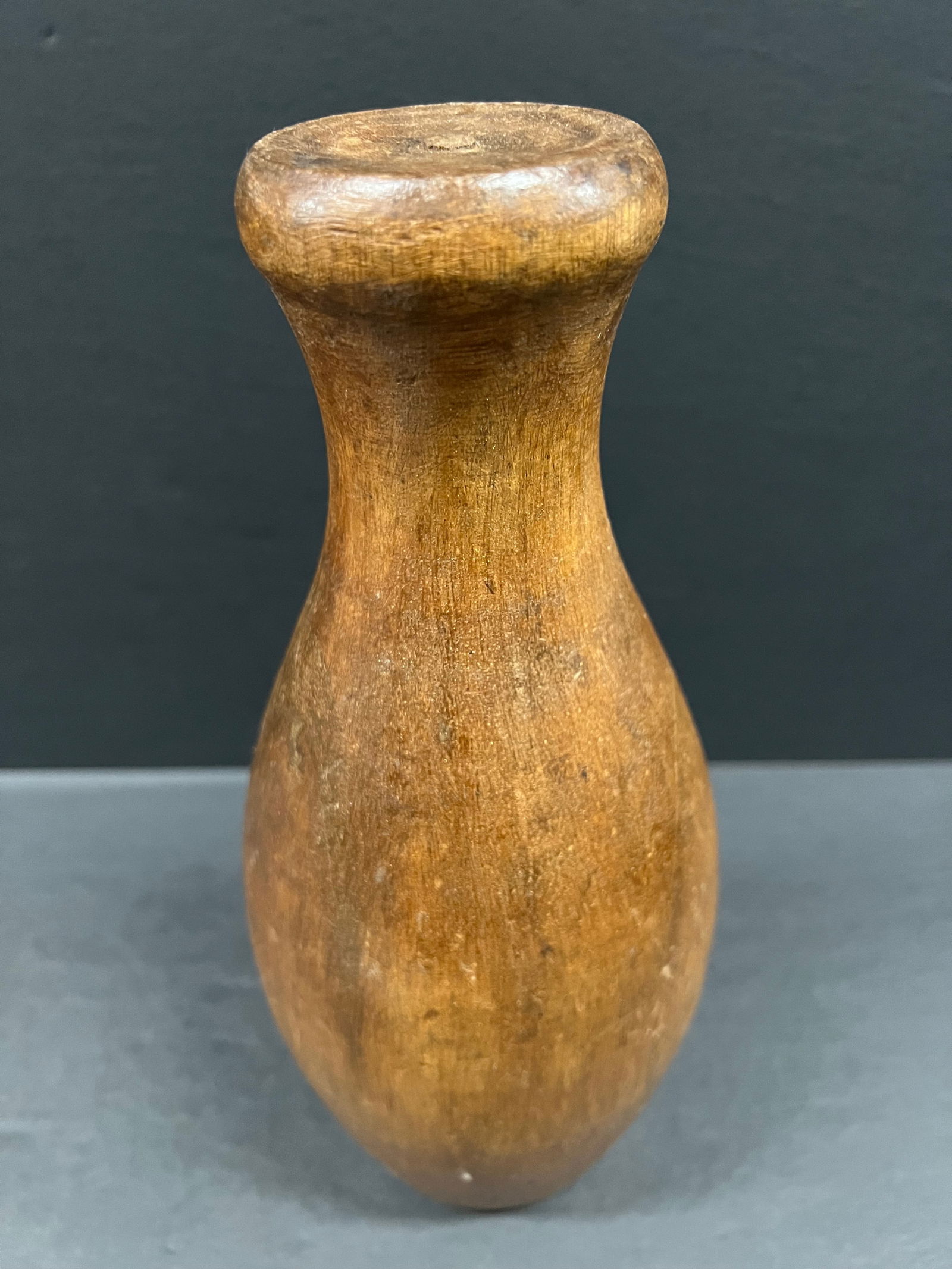 Carved Wood Flower Vase Sculpture - 4