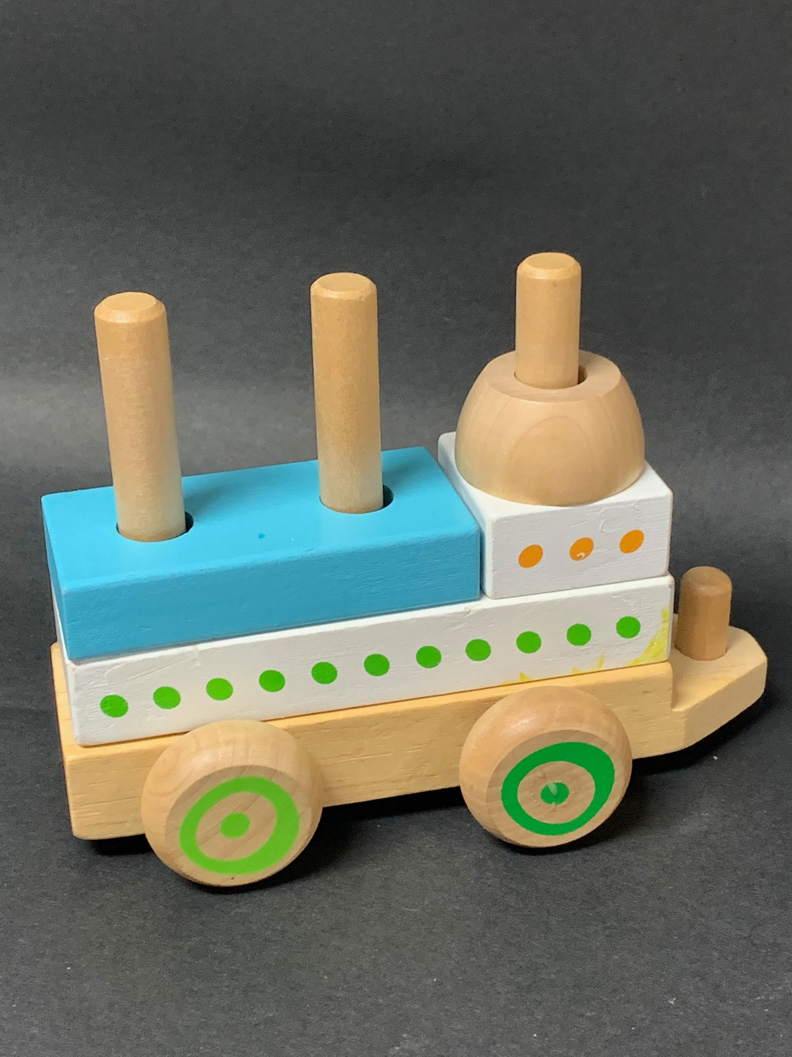Carved Wood Painted Train Sculpture - 4