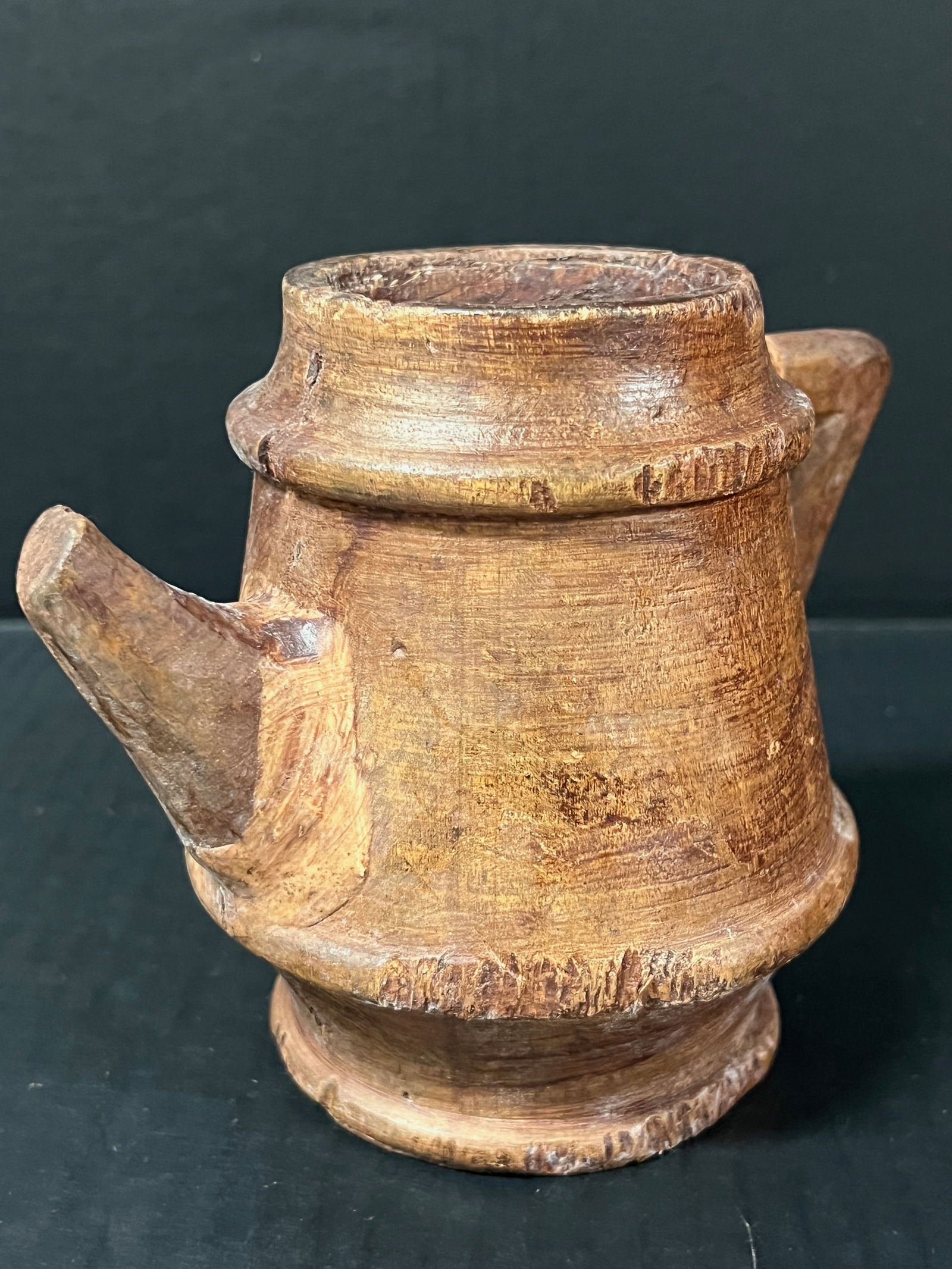Carved Wood Tea Pot Sculpture - 5