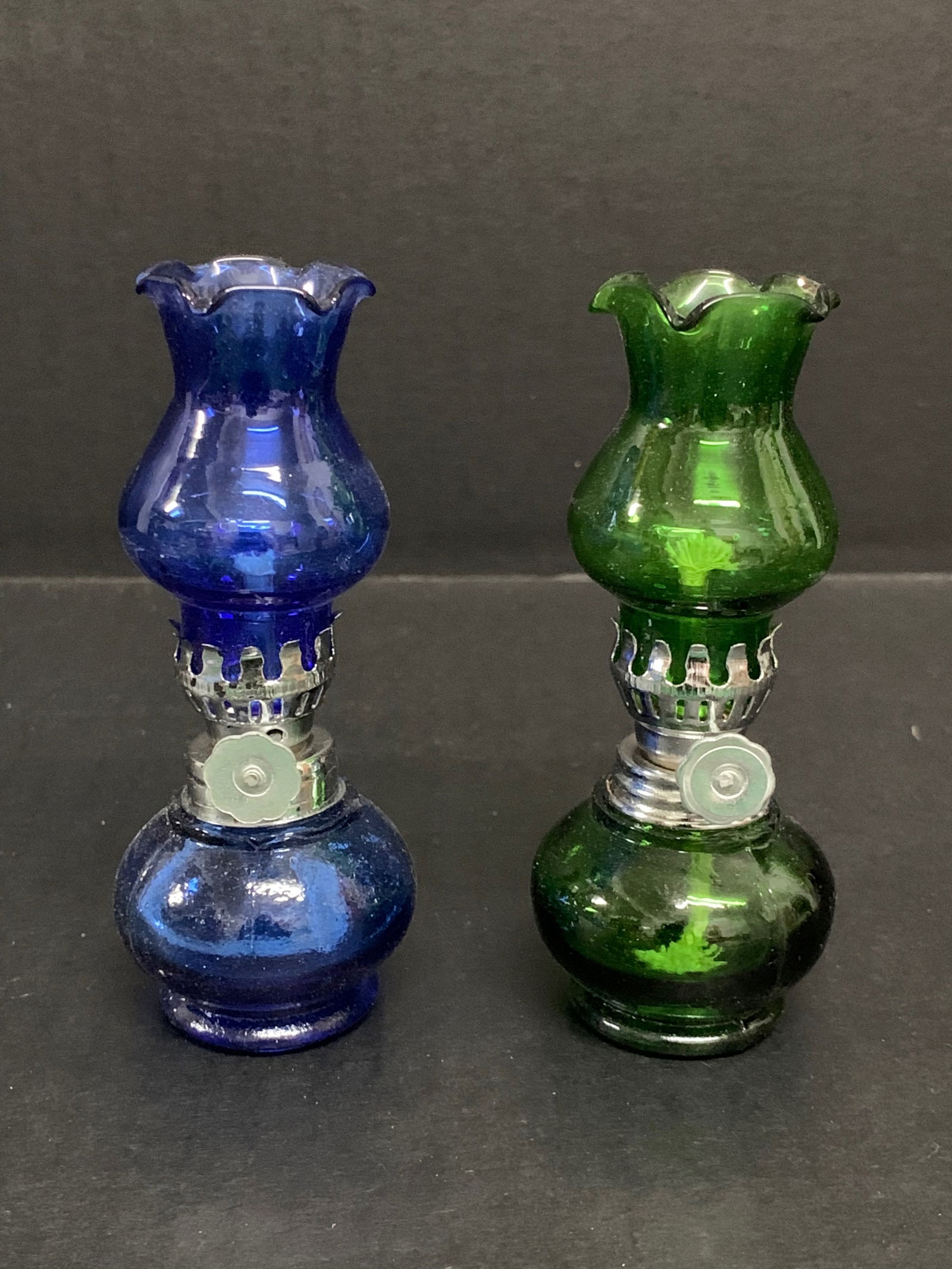 Pair of Glass Small table Oil Lamp - 2