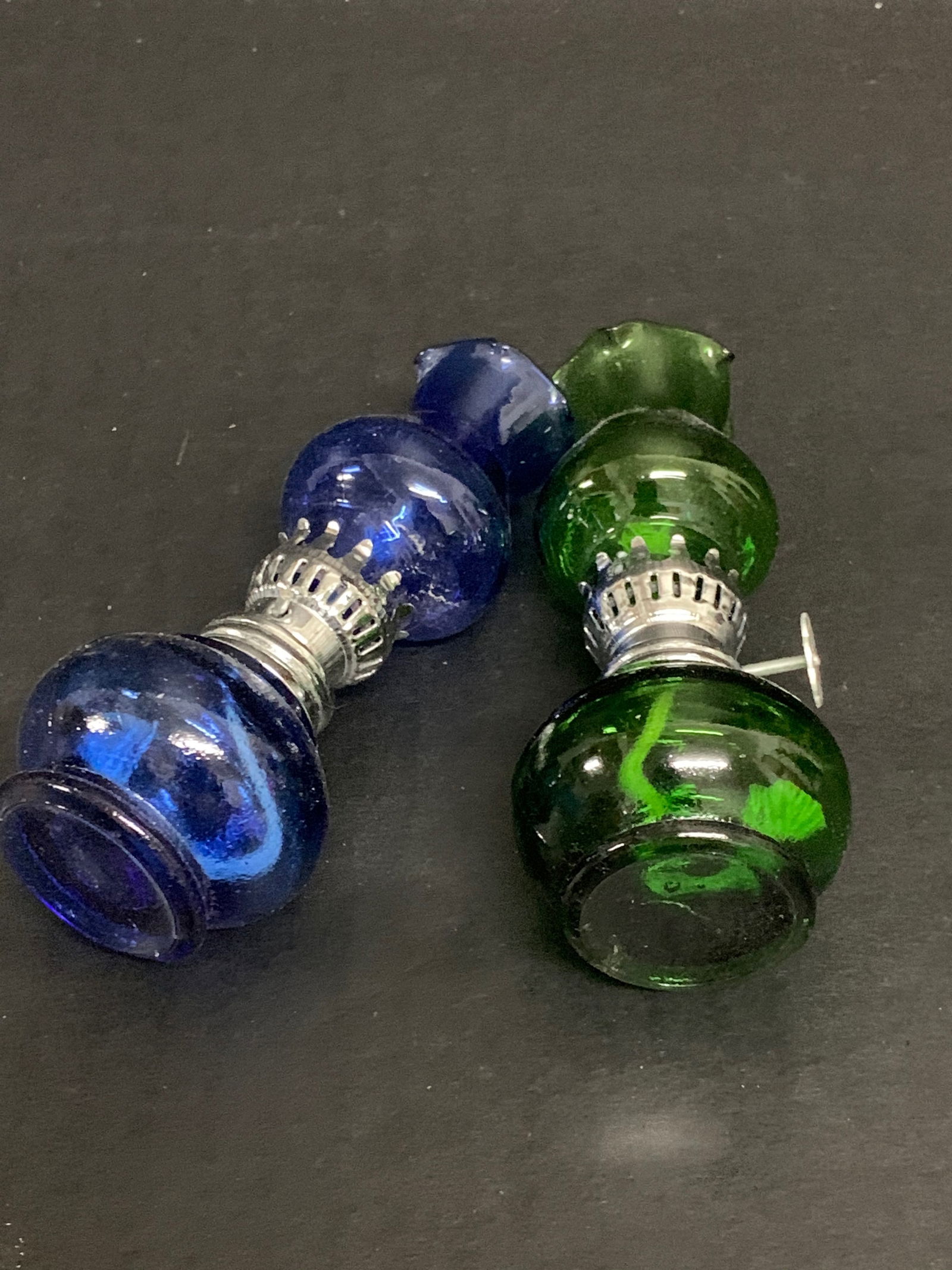 Pair of Glass Small table Oil Lamp - 5