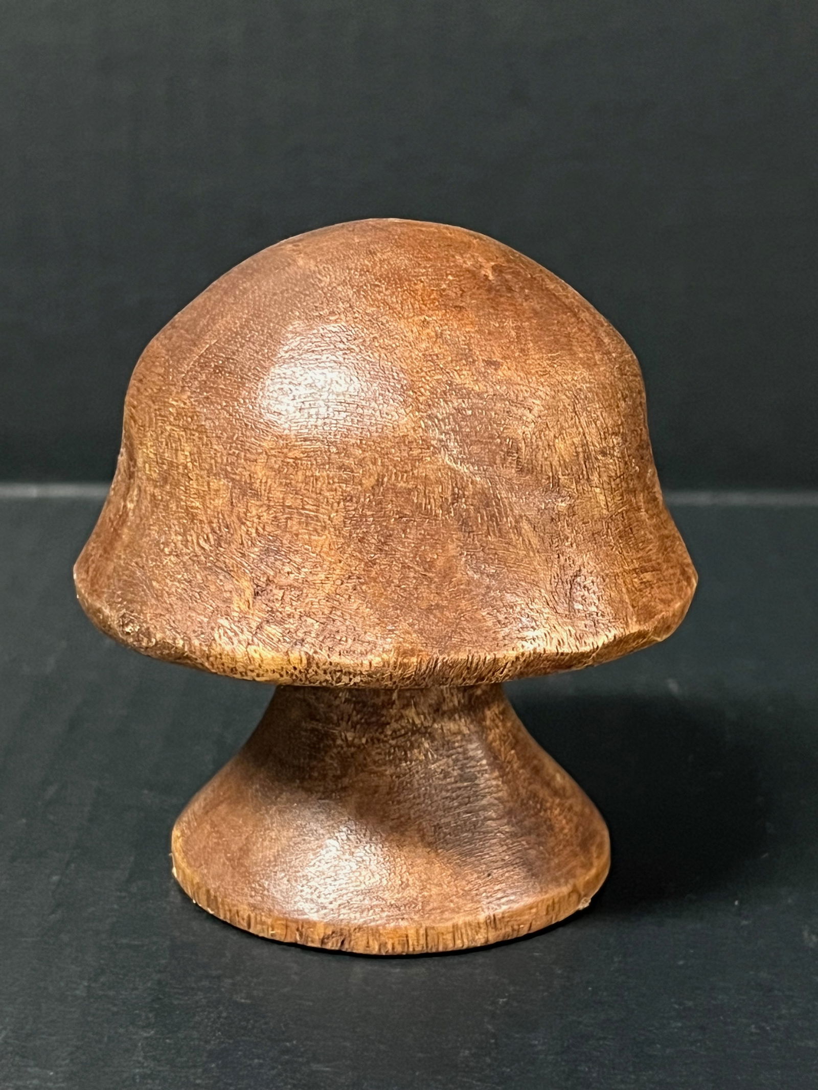Carved Wood Mushroom Sculpture: Title: Carved Wood Mushroom SculptureDate/Period: Late 20th CenturyMaterials: WoodDescription: Carved Wood Miniature Mushroom Sculpture Reserve: $30.00 Shipping:Domestic: Flat-rate of $20.00 to