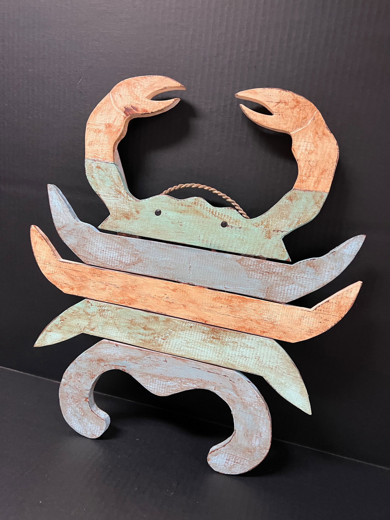 Carved Wood Painted Crab Sculpture - 2
