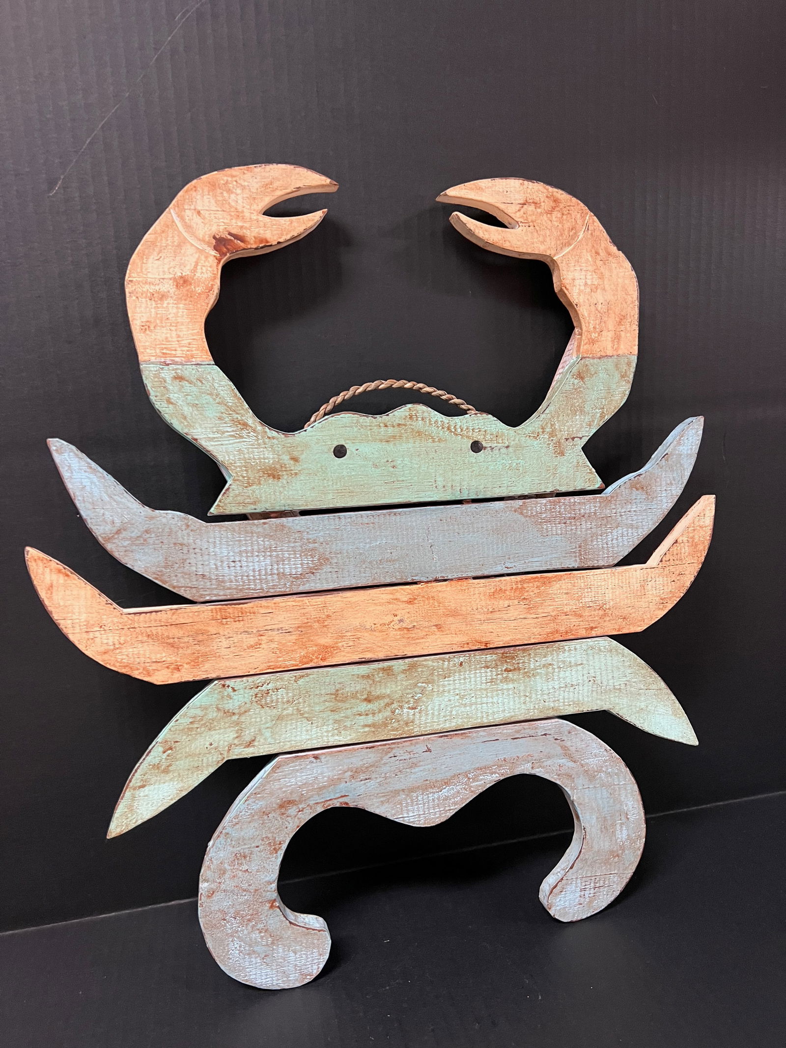 Carved Wood Painted Crab Sculpture - 3