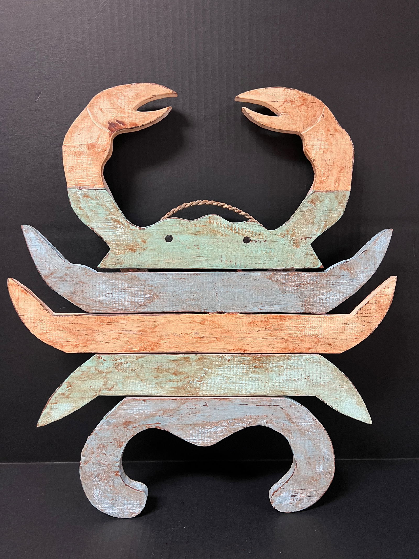 Carved Wood Painted Crab Sculpture - 4