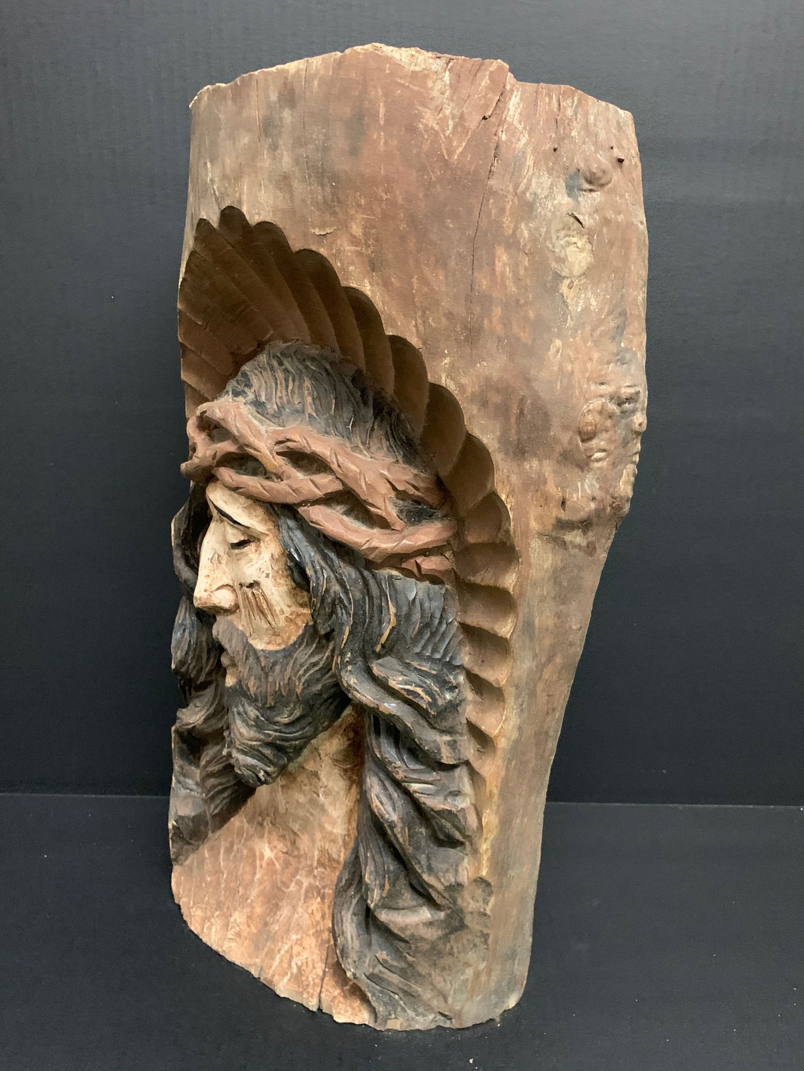 Carved Wood Religious Jesus Christ Wall Plaque Sculpture - 5