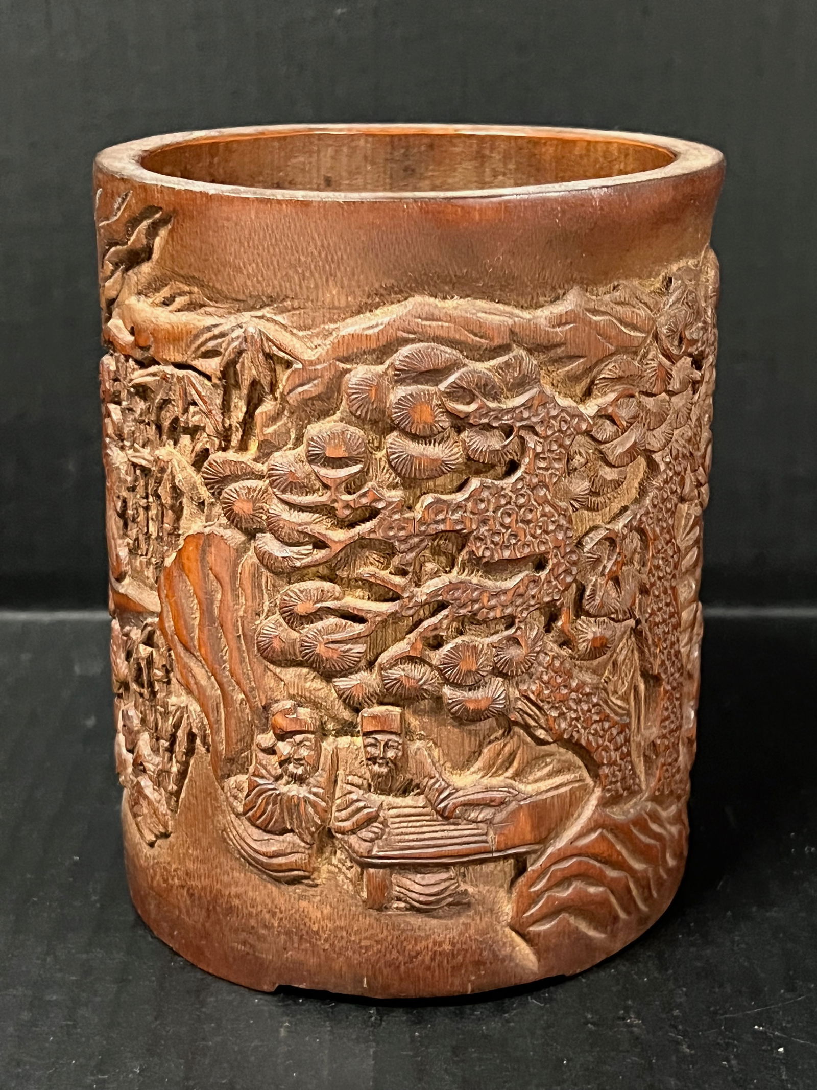 Chinese Art Carved Bamboo Brush Pot - 3
