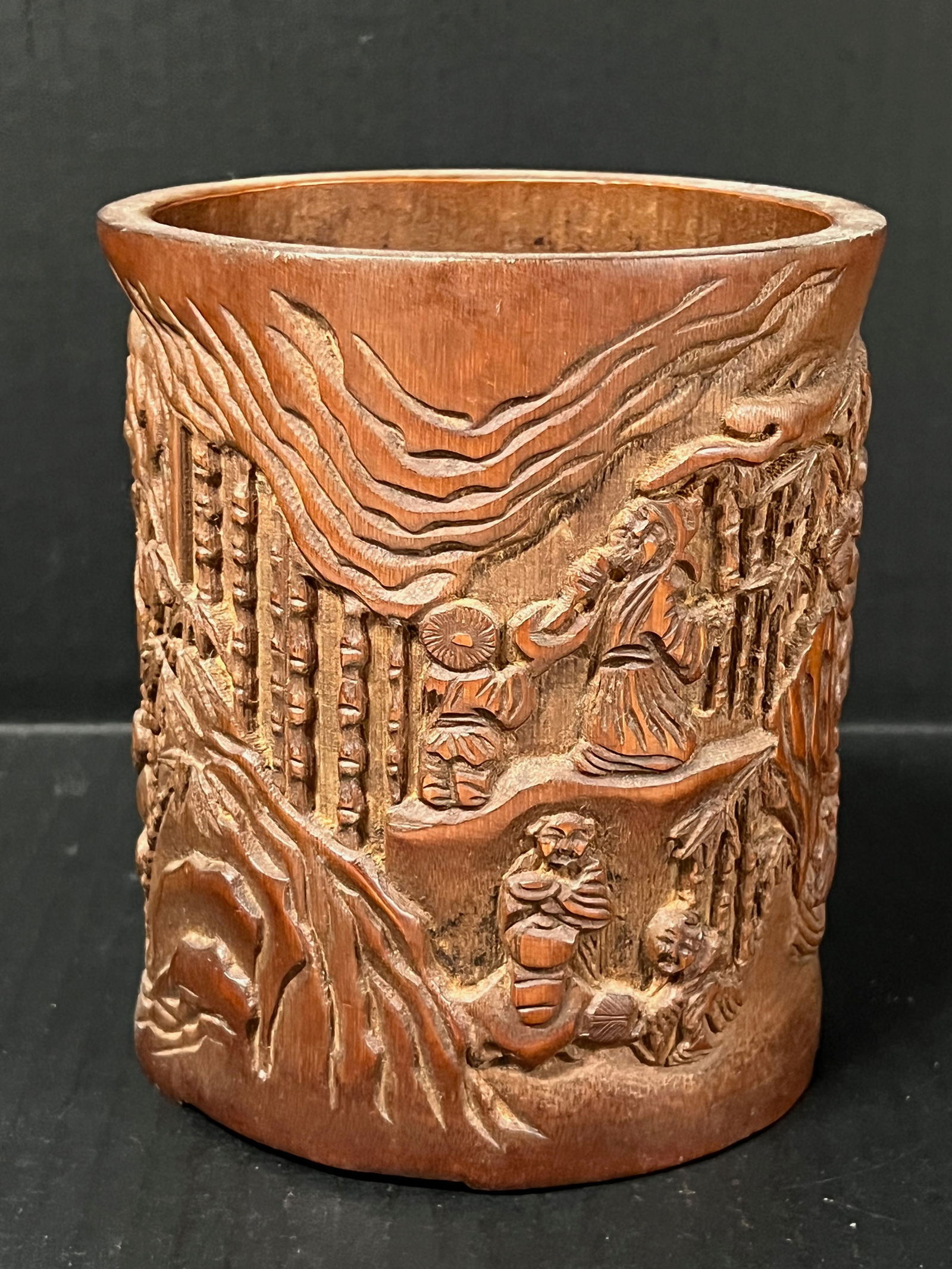 Chinese Art Carved Bamboo Brush Pot - 5