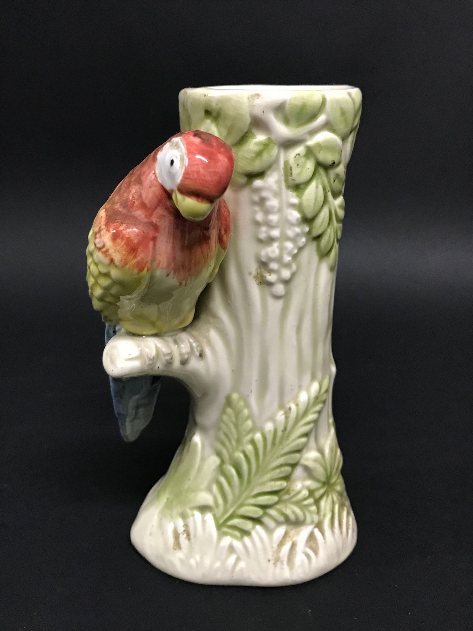 Porcelain Parrot Bird Flower Vase: Title: Porcelain Parrot Bird Flower VaseDate/Period: Late 20th CenturyMaterials: PorcelainDescription: Porcelain Parrot Bird Flower Vase Reserve: $40.00 Shipping:Domestic: Flat-rate of $20.00 to