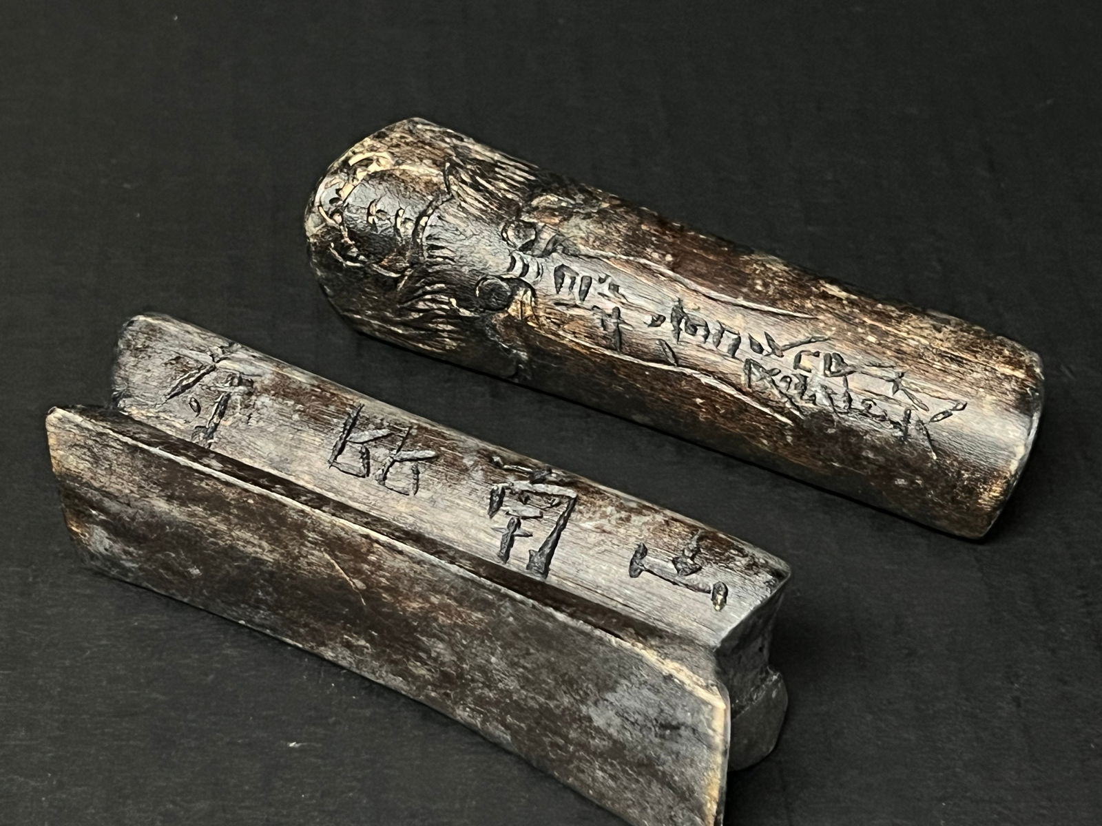 Chinese Art Carved Wooden Artist Box - 4