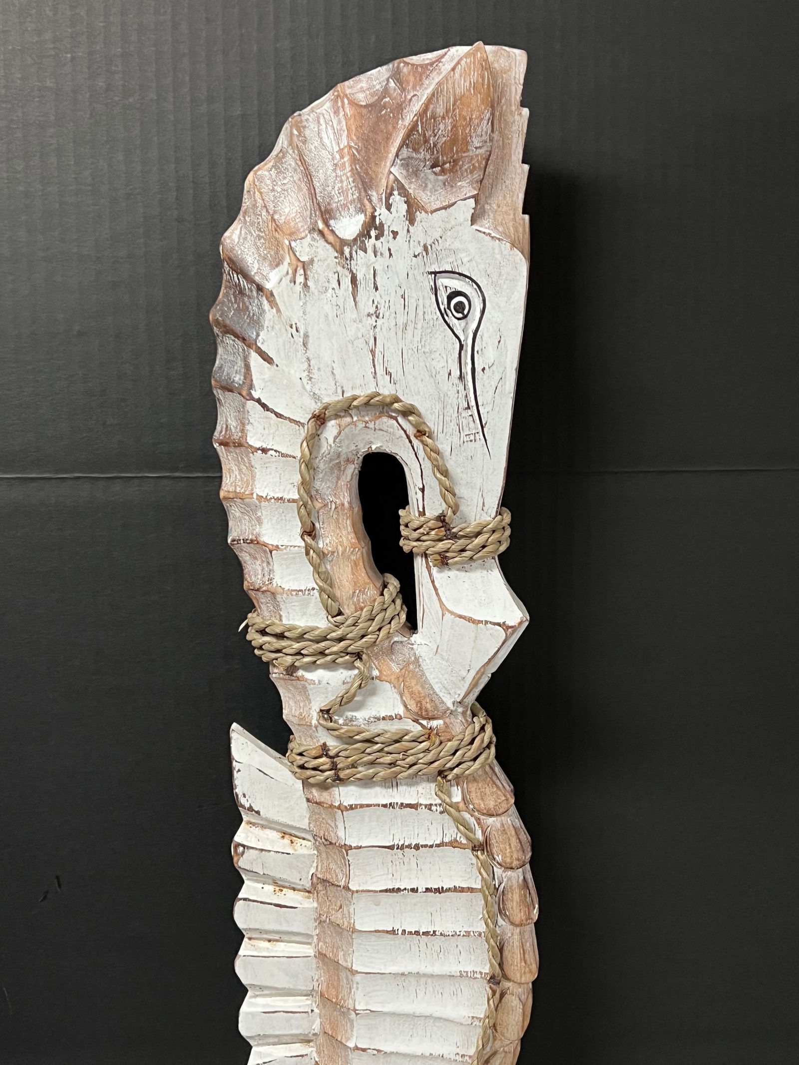 Carved Wood Large Seahorse Sculpture - 2