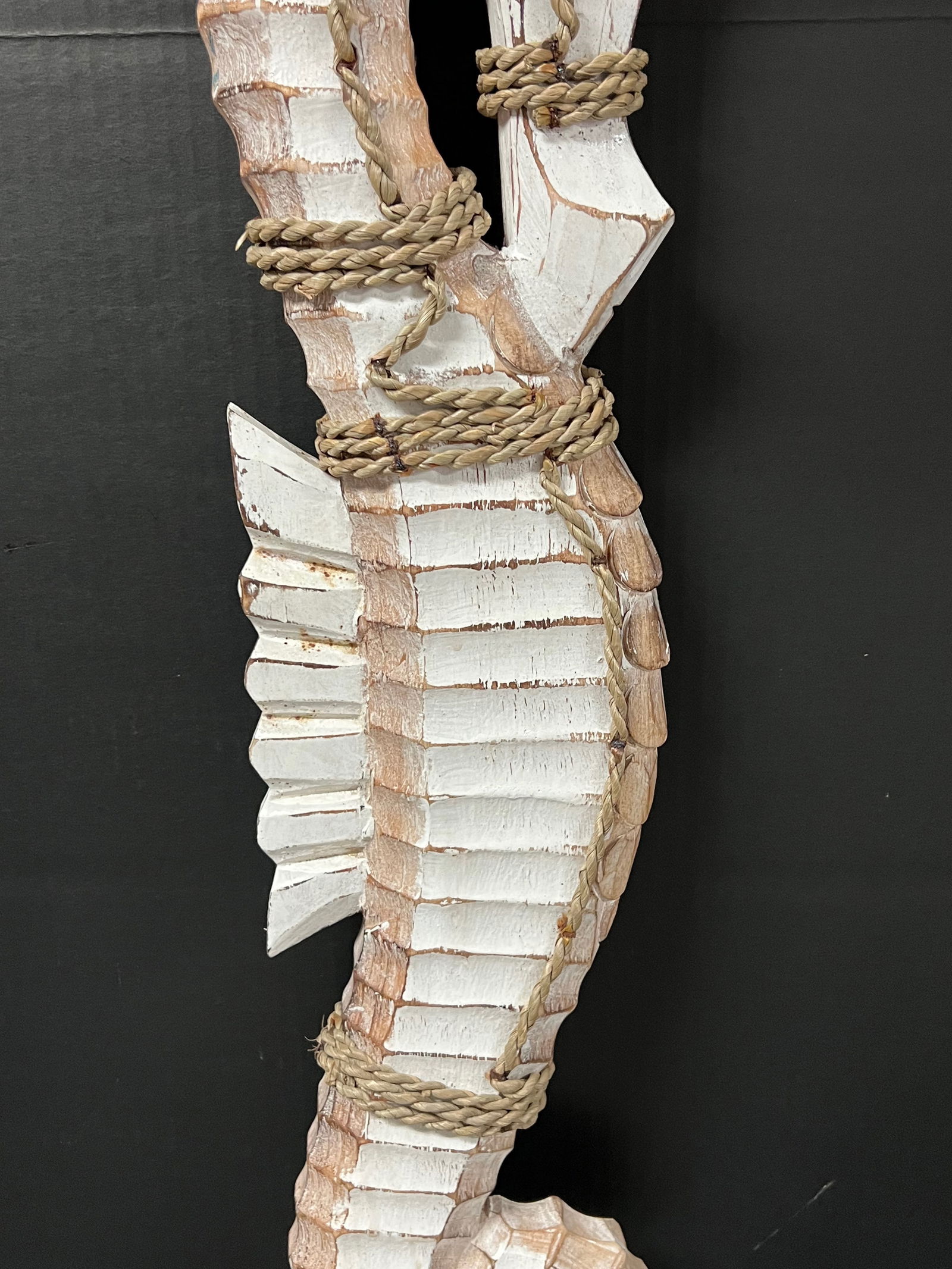 Carved Wood Large Seahorse Sculpture - 6