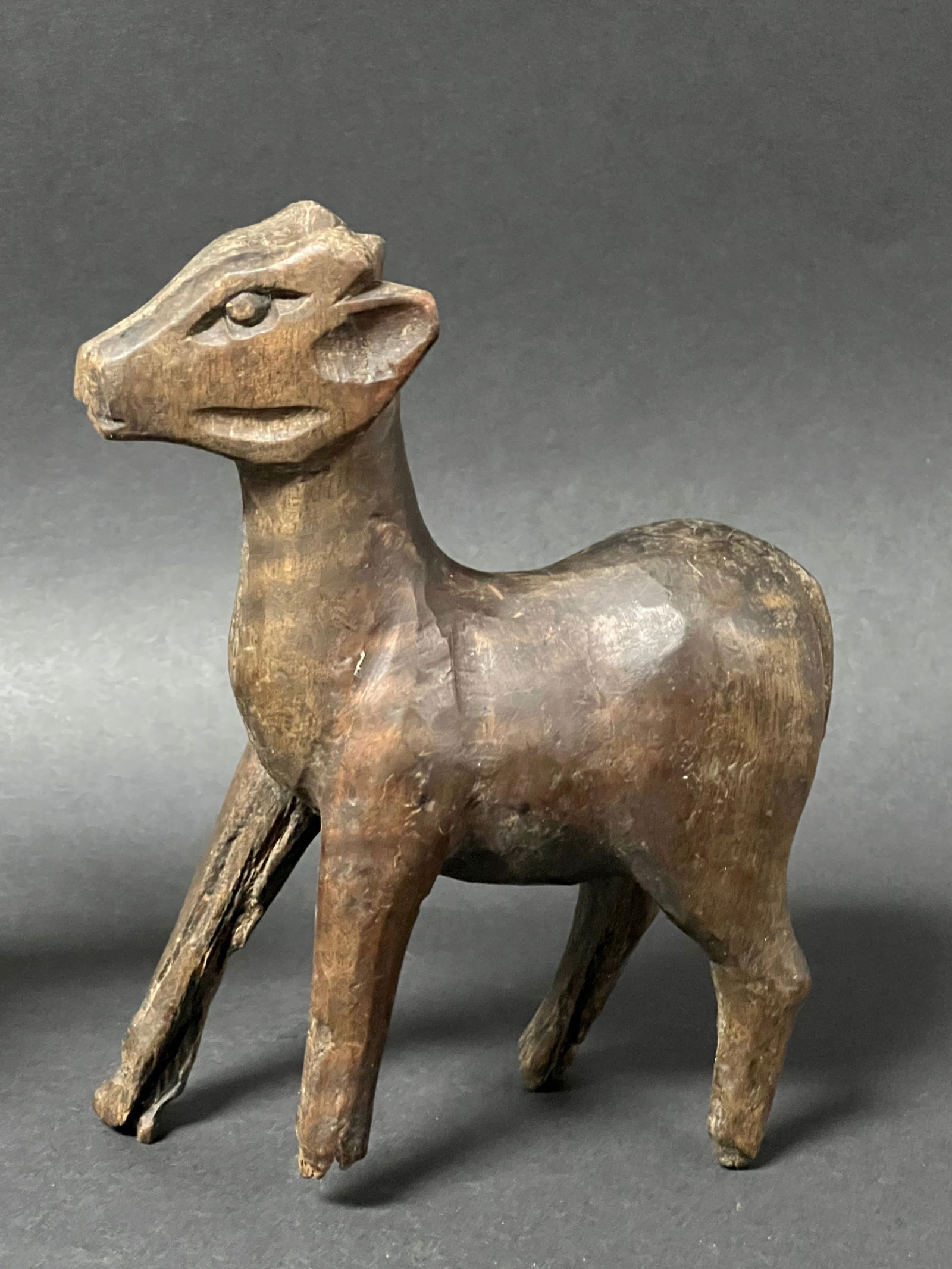 Carved Wood Pair of Deer Sculpture - 2