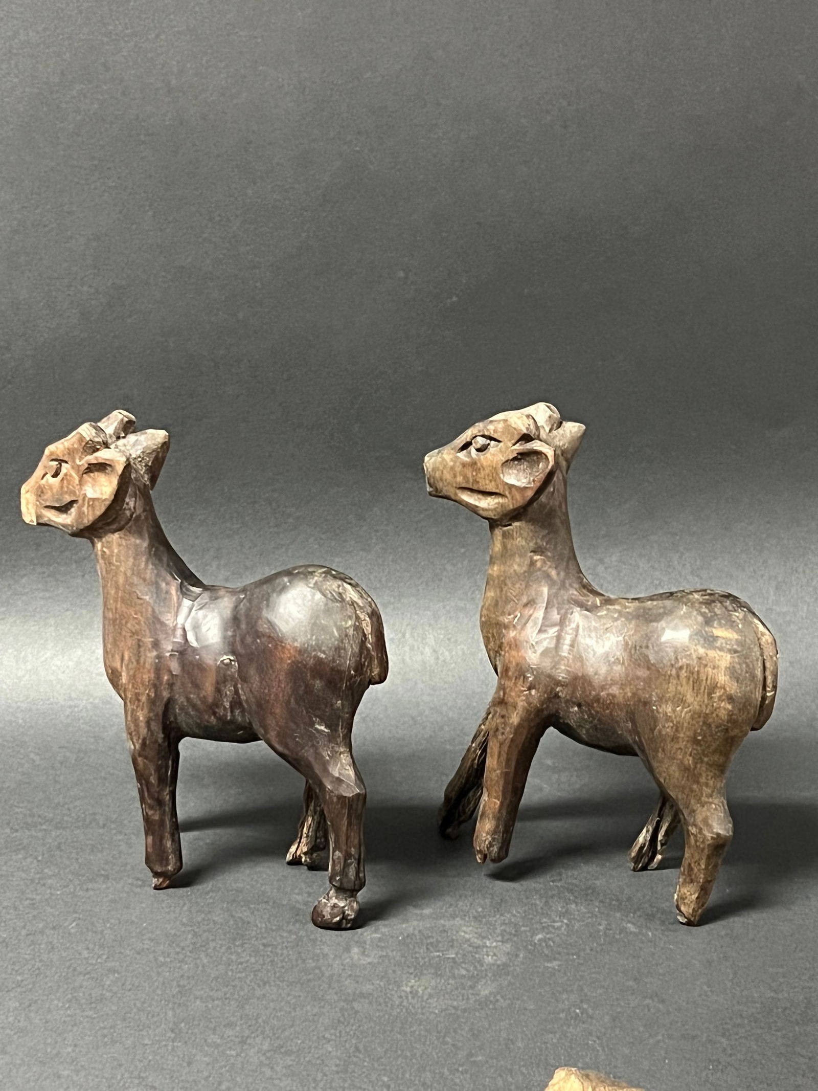 Carved Wood Pair of Deer Sculpture - 4