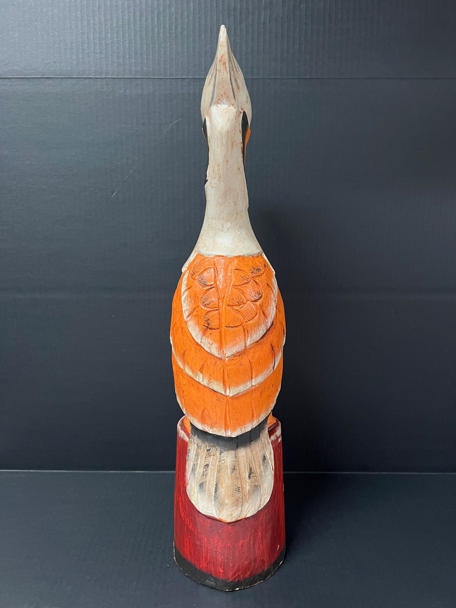 Carved Wood Painted Pelican Bird Sculpture - 5