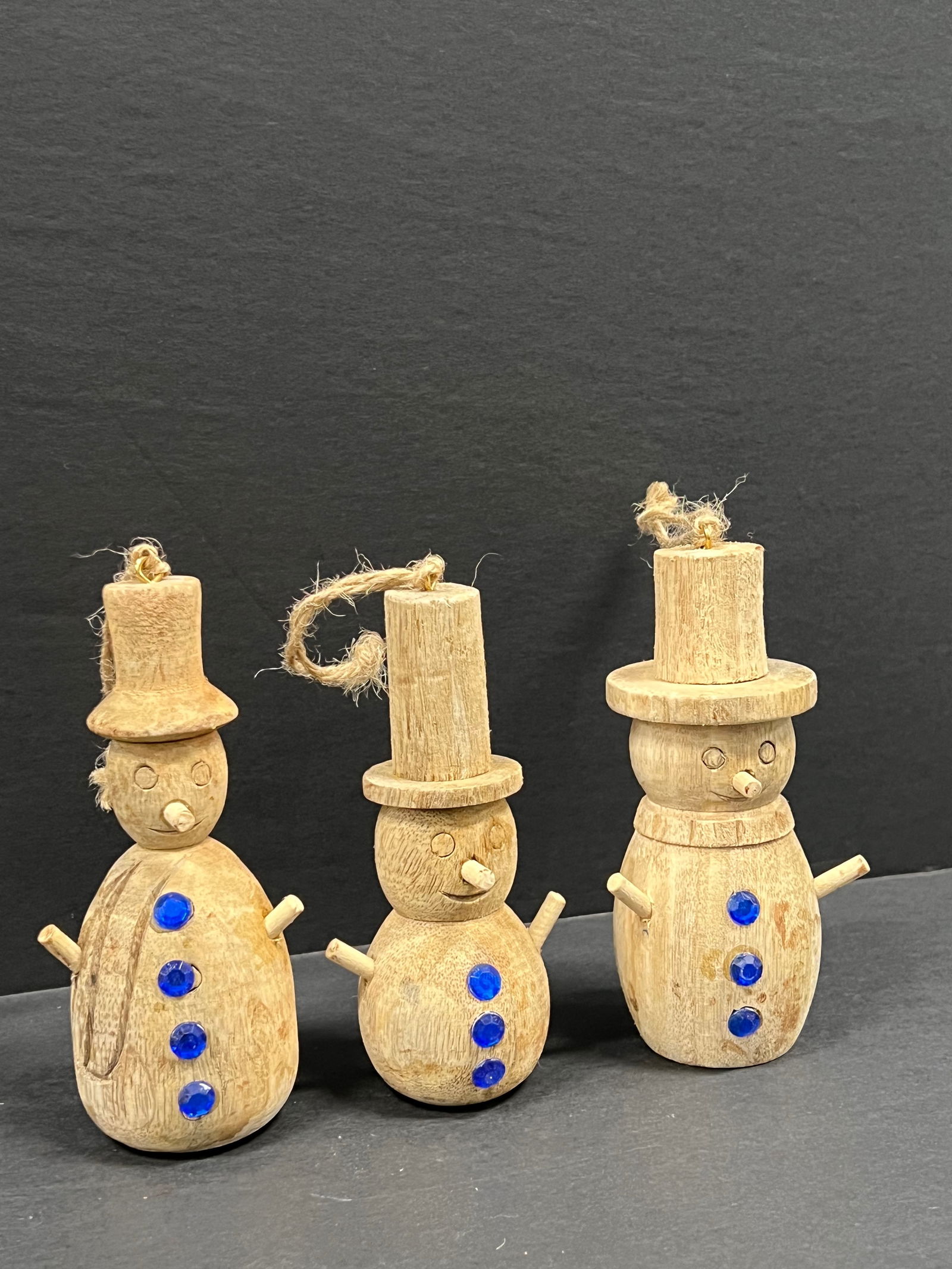 Carved Wood Christams Tree Ornaments - 3