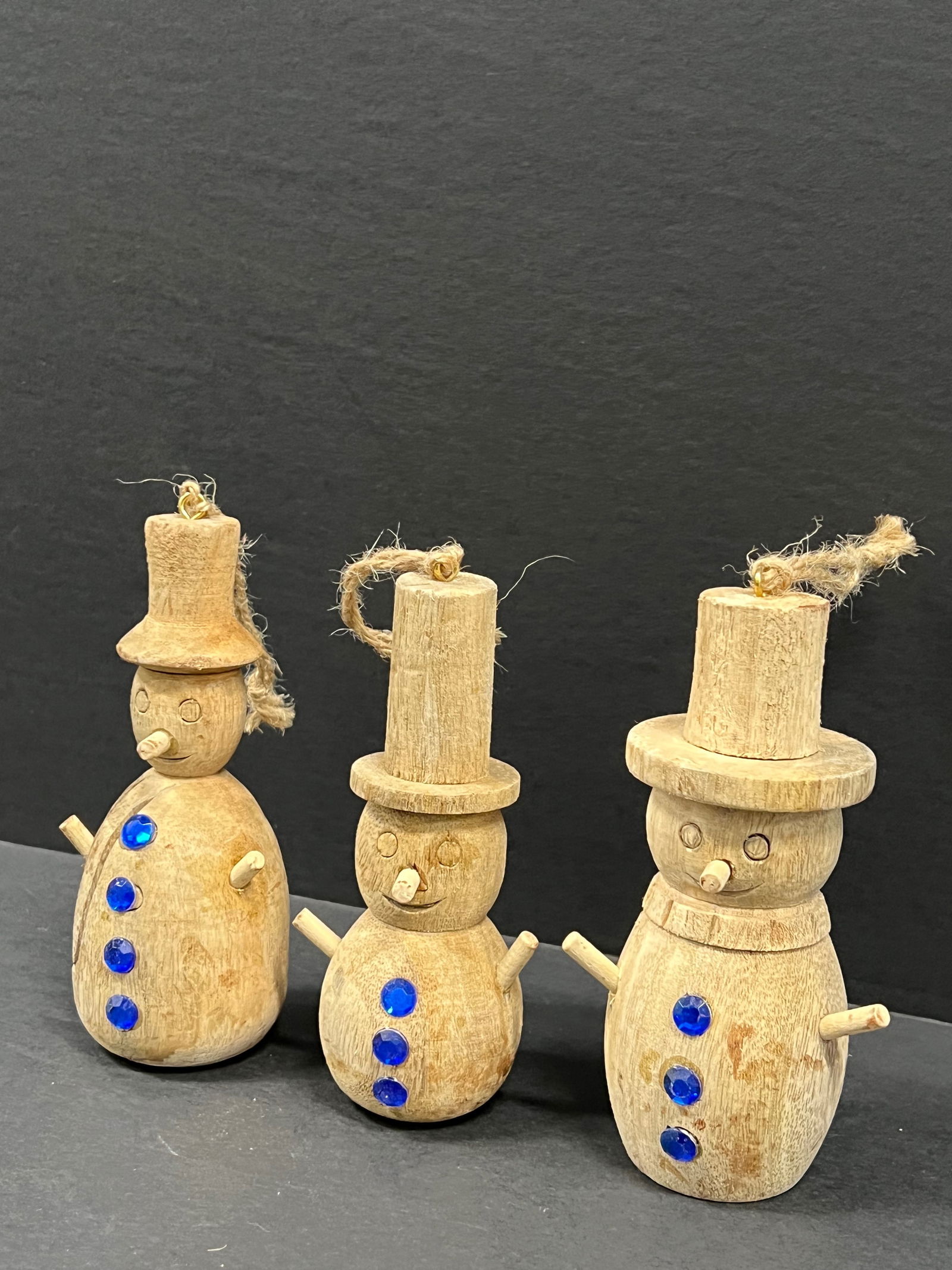 Carved Wood Christams Tree Ornaments - 4