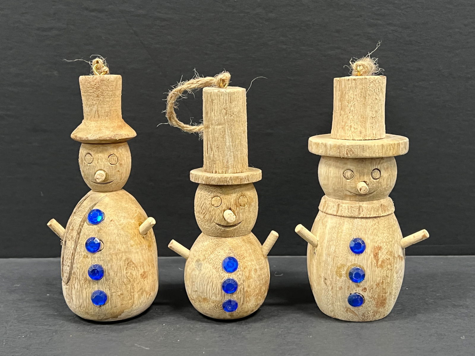 Carved Wood Christams Tree Ornaments - 6