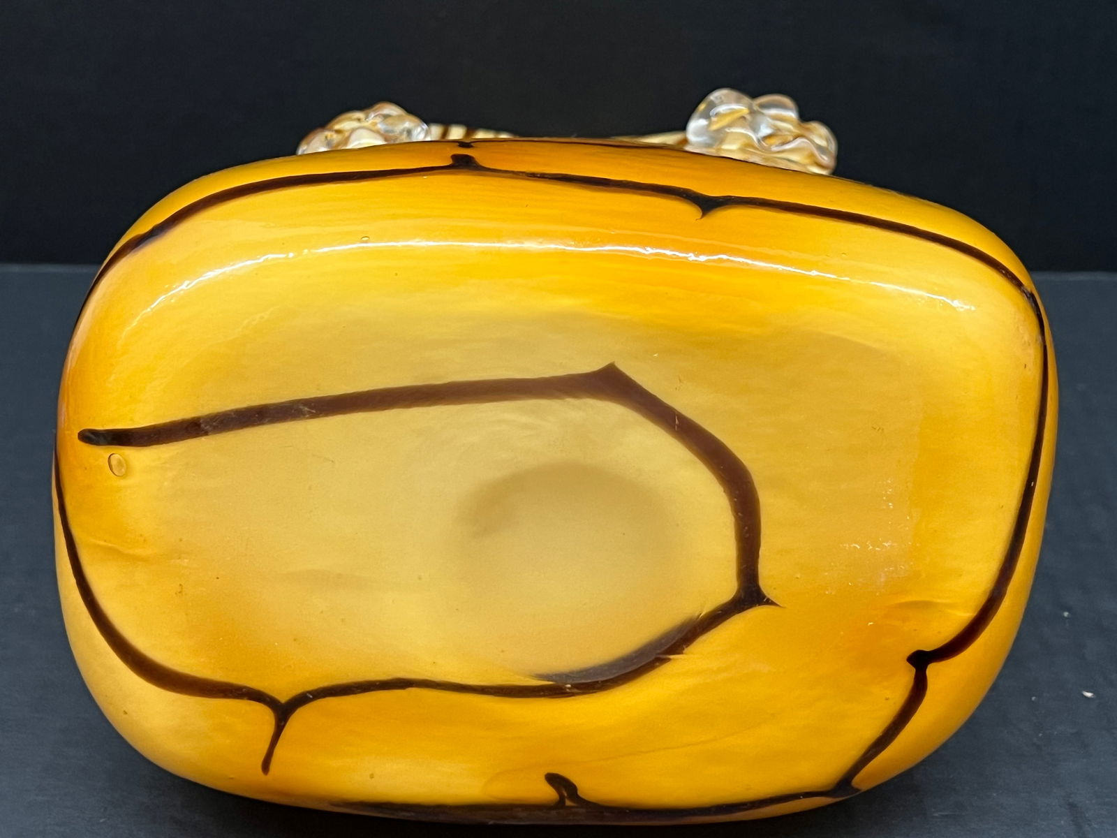 Decorative Hand Blown Art Glass Yellow Bag - 7