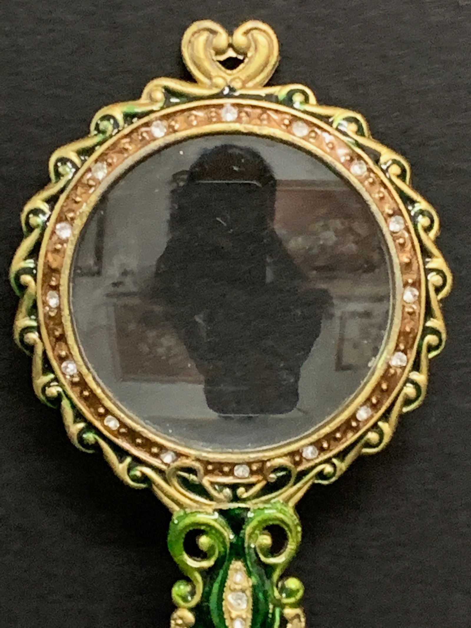 Vintage Russian Art Gilt Metal and Enamel Magnifying Glass and Flower - 6